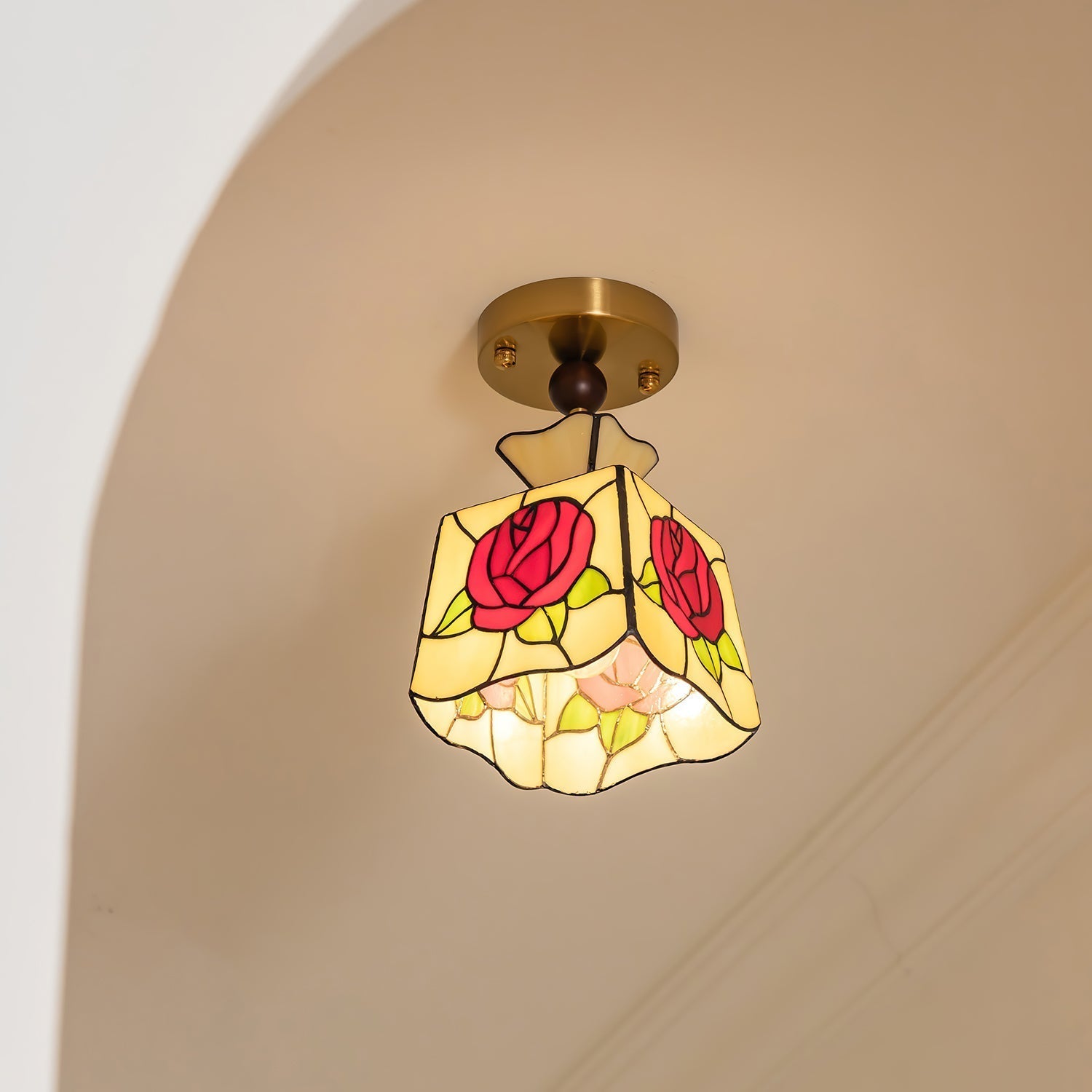 Joviel Tiffany Rose Ceiling Light