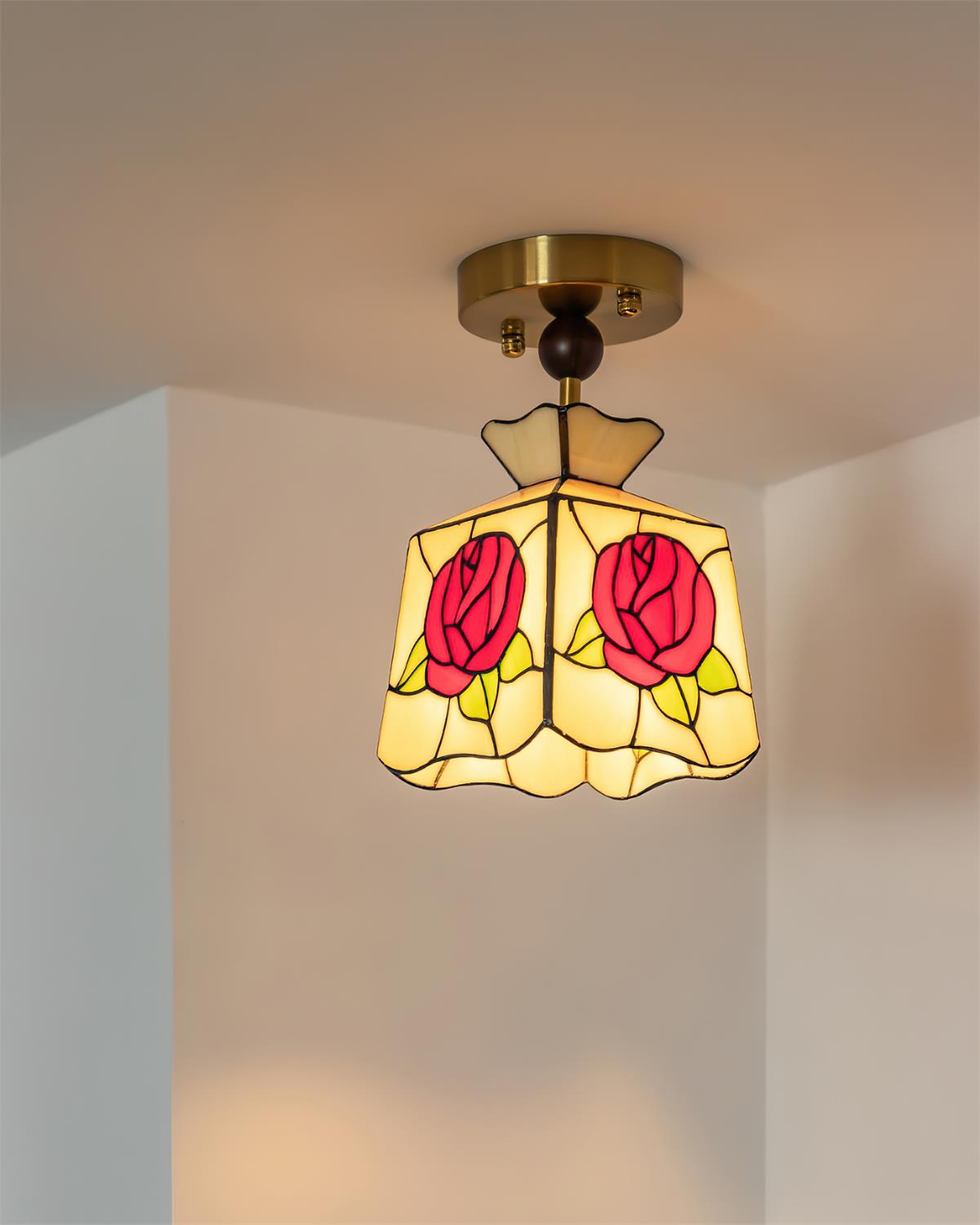 Joviel Tiffany Rose Ceiling Light