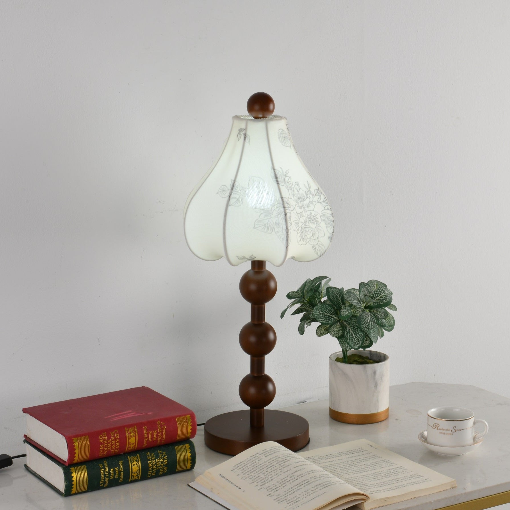 Alice Vintage Fabric Table Lamp-Neutral Decor