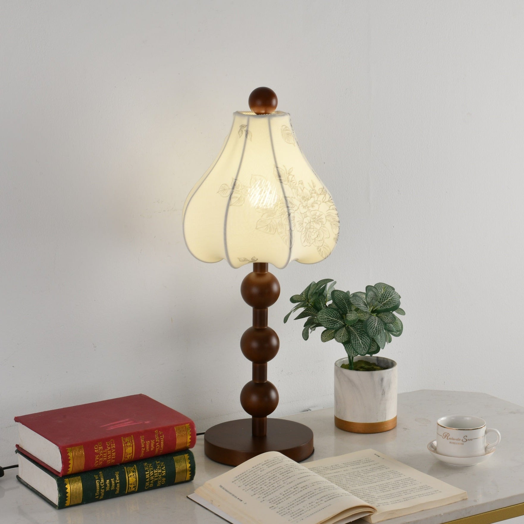 Alice Vintage Fabric Table Lamp-Neutral Decor