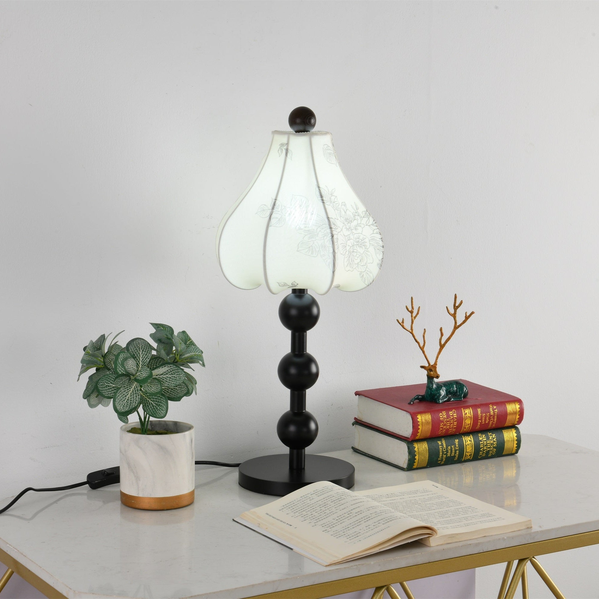 Alice Vintage Fabric Table Lamp-Neutral Decor