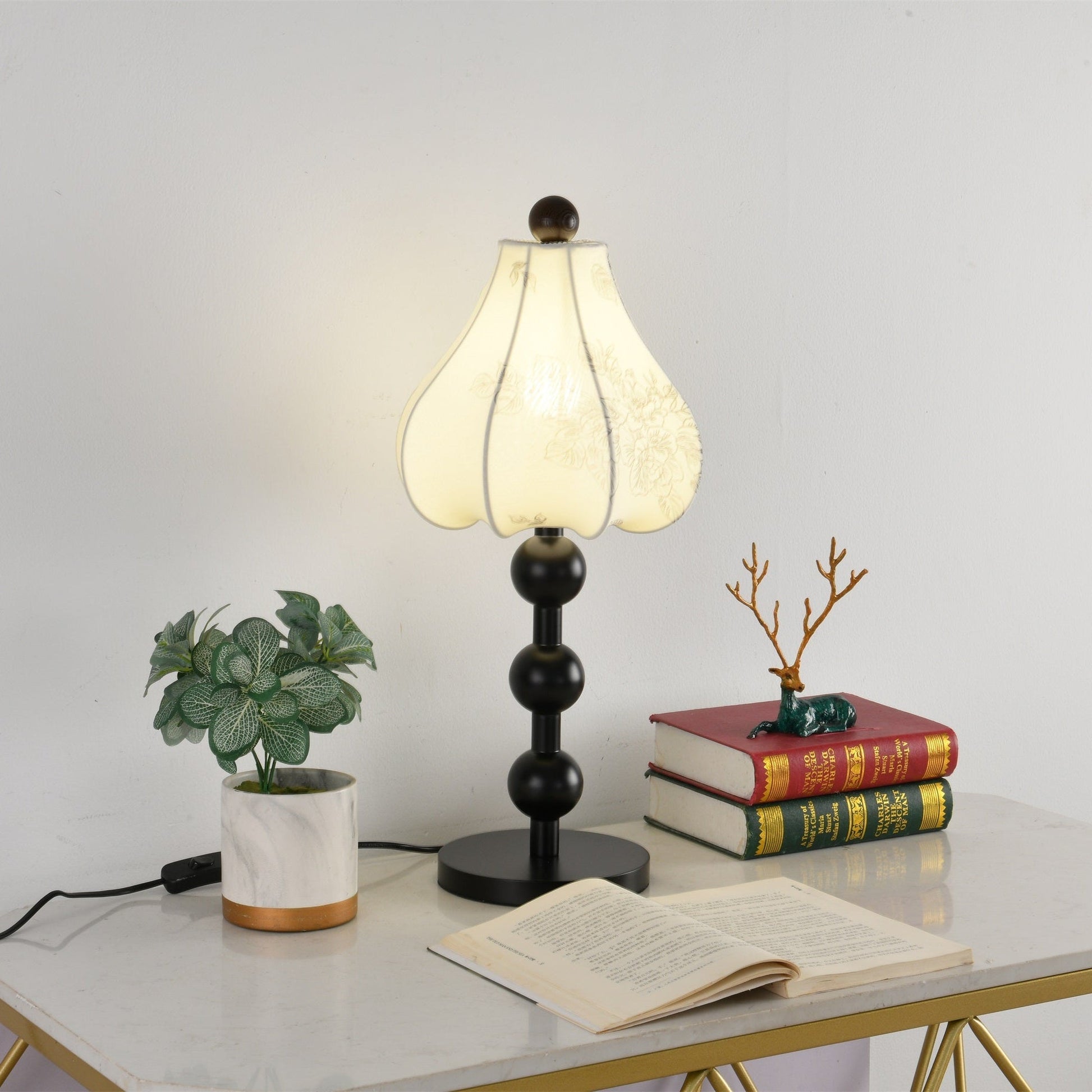 Alice Vintage Fabric Table Lamp-Neutral Decor