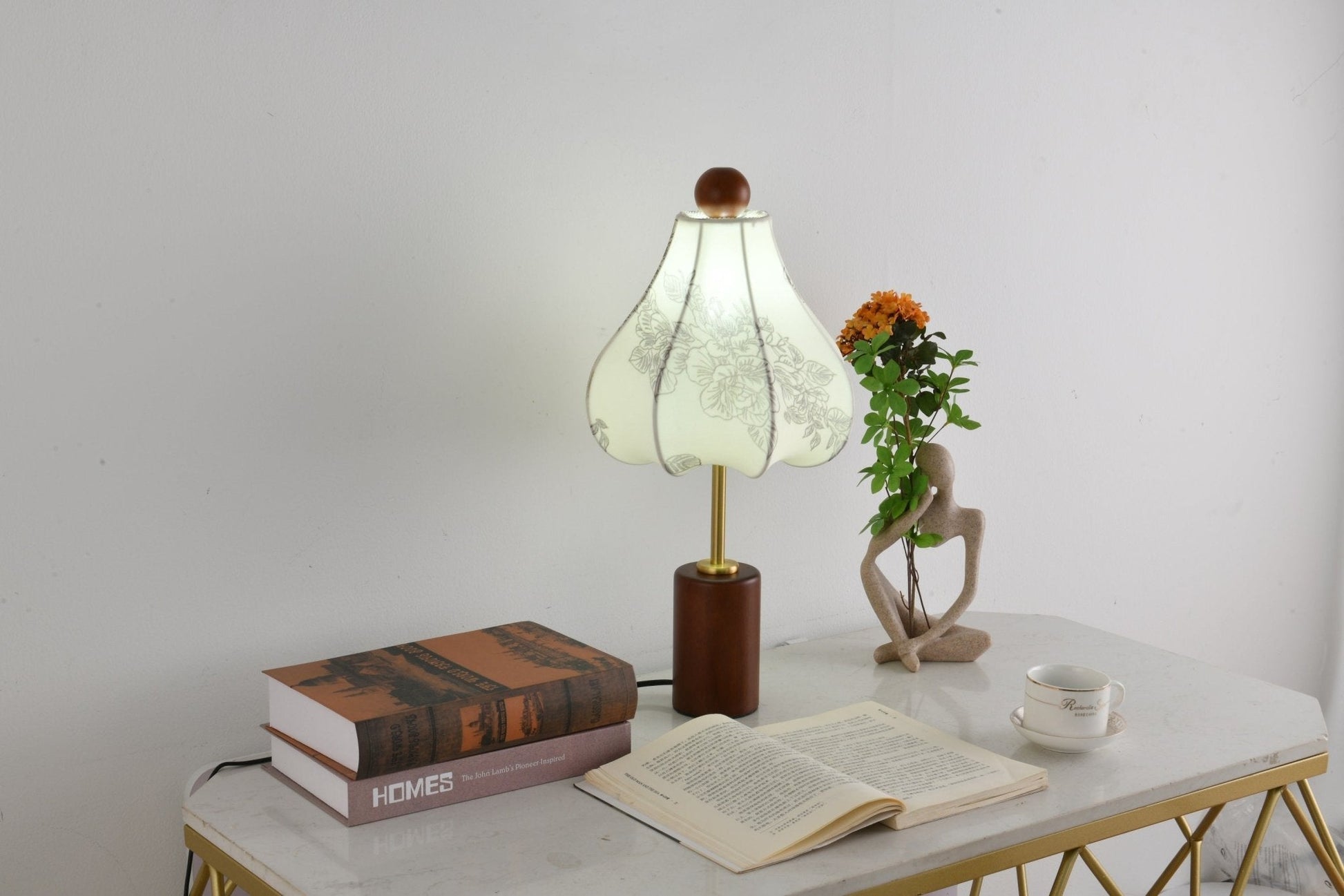 Quinn Vintage Fabric Table Lamp-Neutral Decor