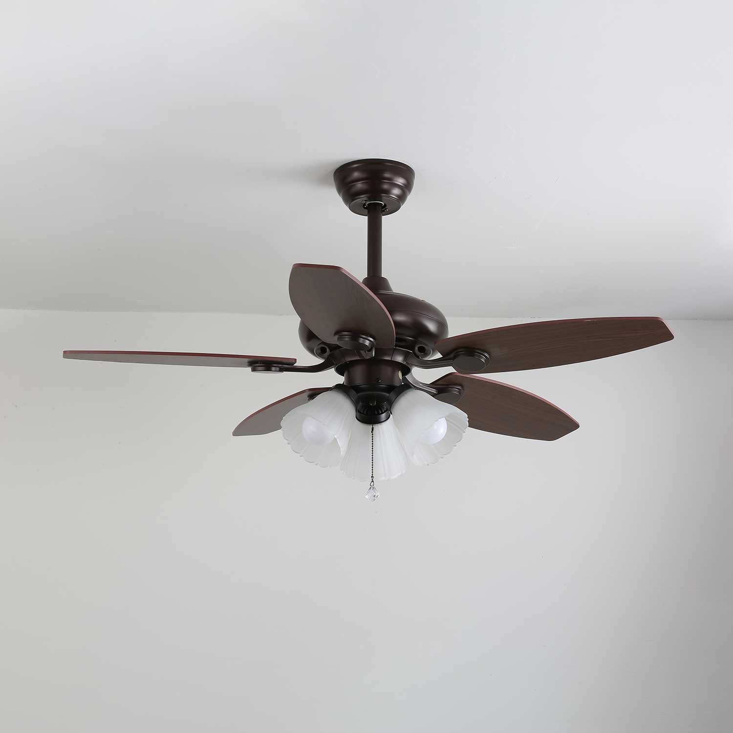 Florence Vintage Wood Glass Ceiling Fan Light-Neutral Decor