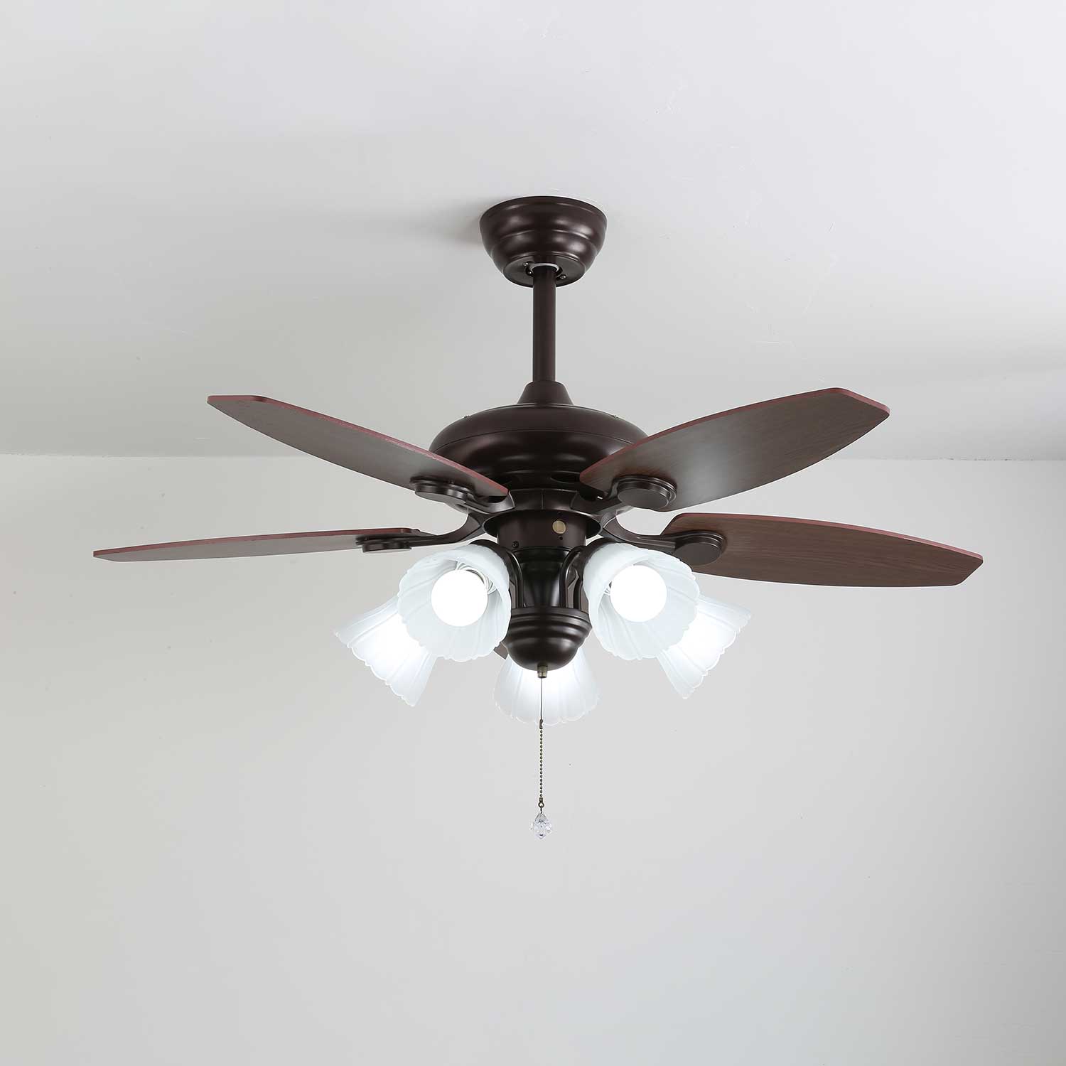 Florence Vintage Wood Glass Ceiling Fan Light-Neutral Decor