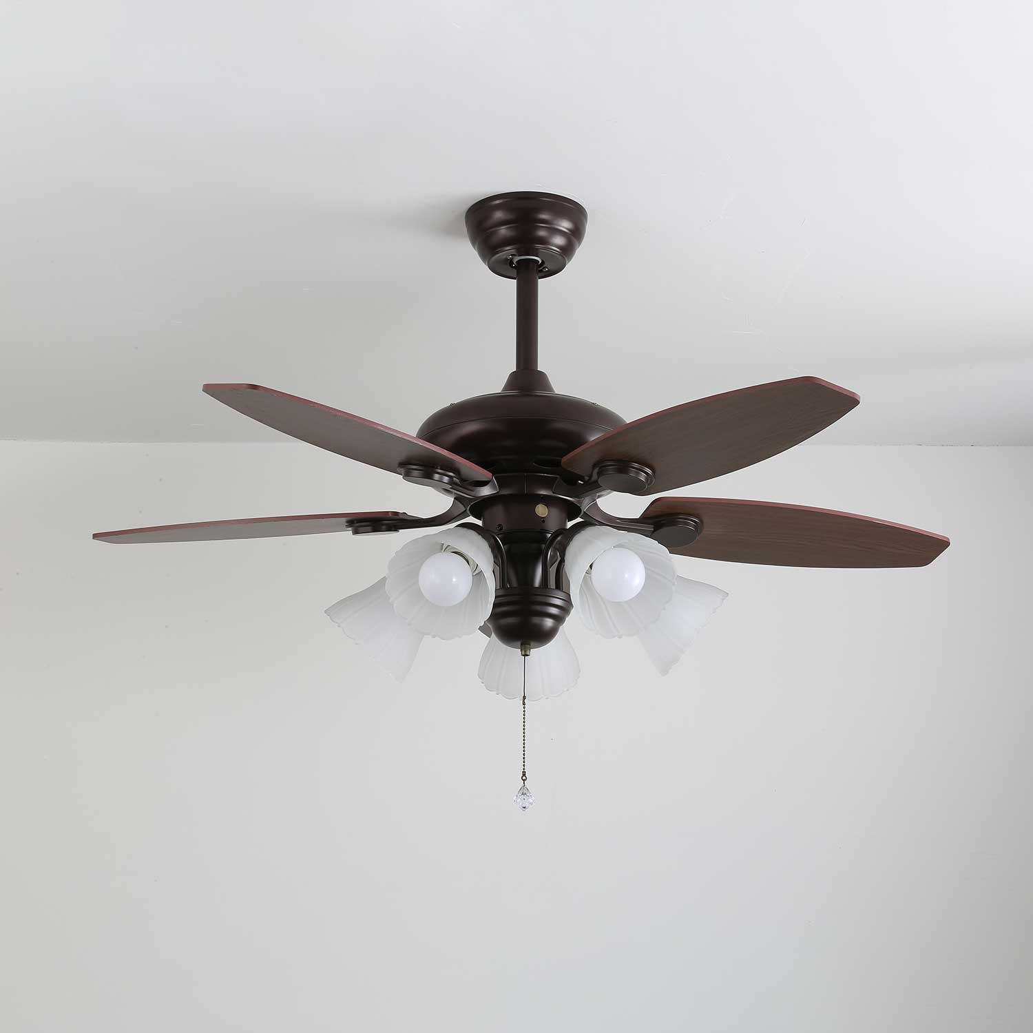 Florence Vintage Wood Glass Ceiling Fan Light-Neutral Decor