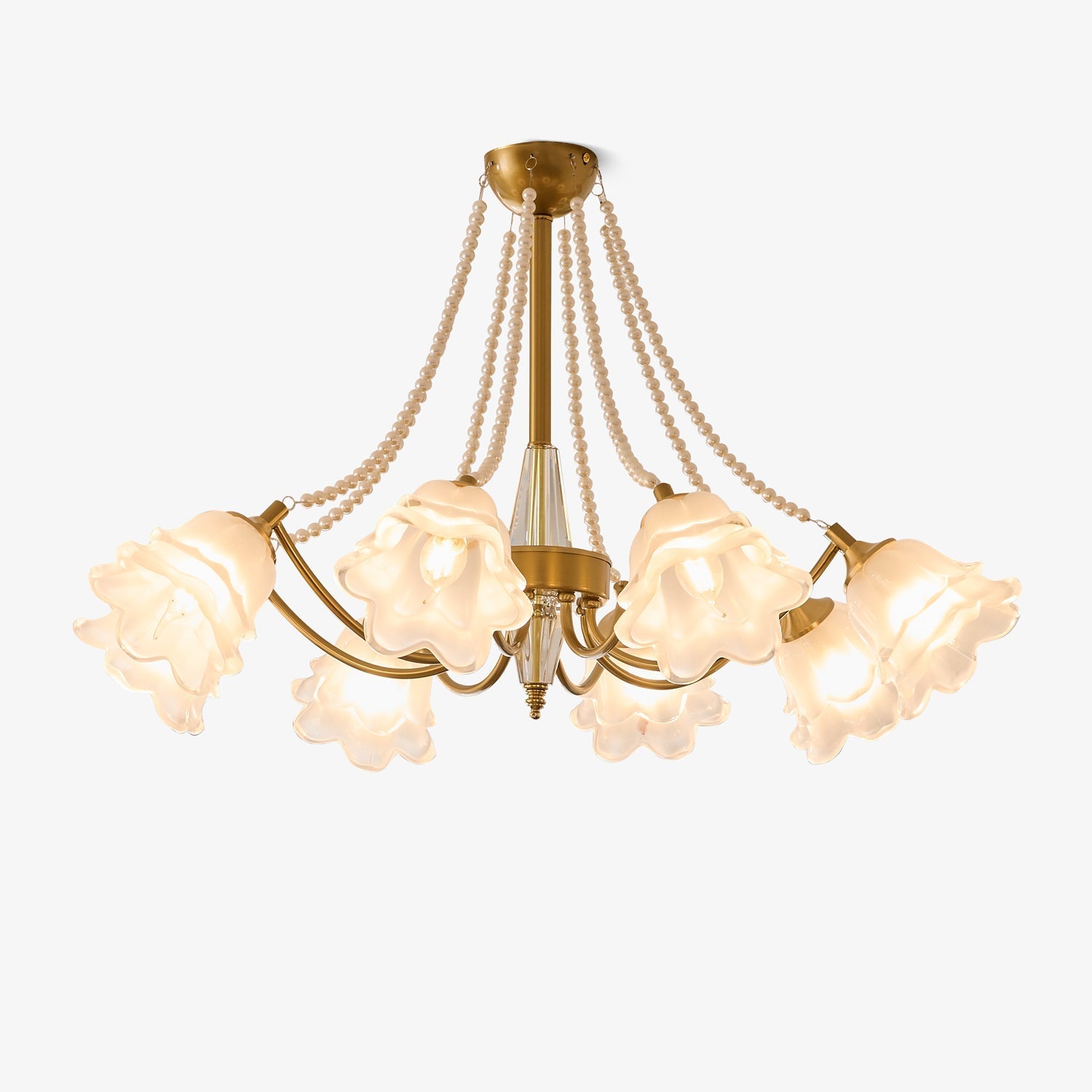 Allirila Traditional Elegance Vintage Bloom Pearls Glass Chandelier-Neutral Decor