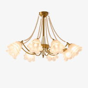 Allirila Traditional Elegance Vintage Bloom Pearls Glass Chandelier-Neutral Decor