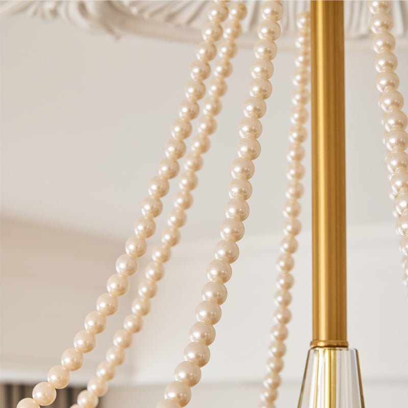 Allirila Traditional Elegance Vintage Bloom Pearls Glass Chandelier-Neutral Decor