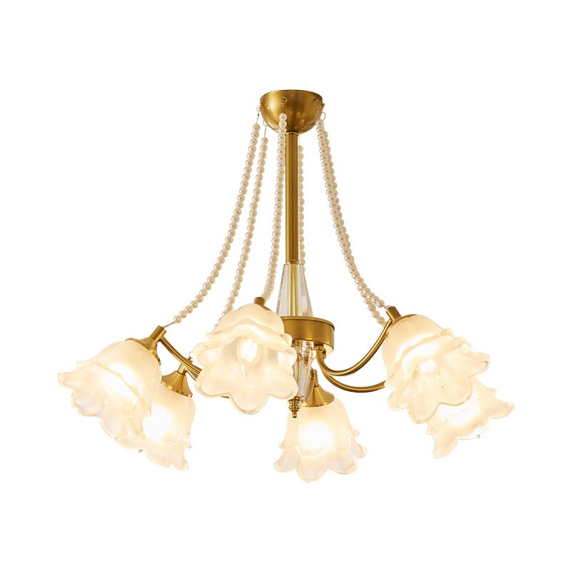 Allirila Traditional Elegance Vintage Bloom Pearls Glass Chandelier-Neutral Decor