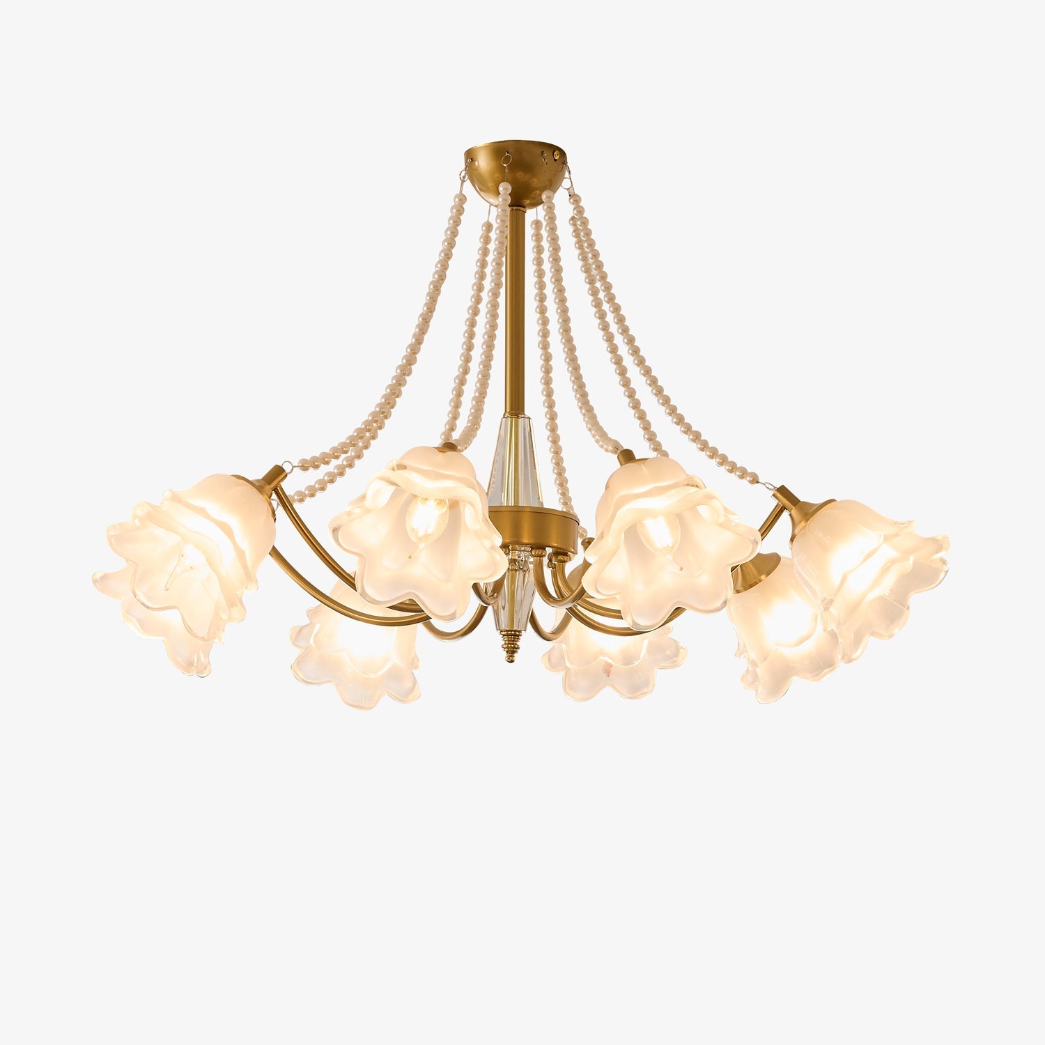 Allirila Traditional Elegance Vintage Bloom Pearls Glass Chandelier-Neutral Decor