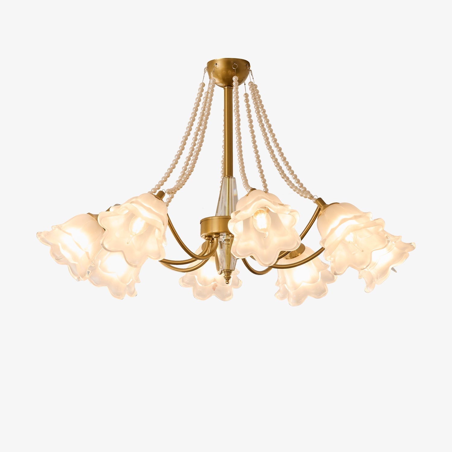Allirila Traditional Elegance Vintage Bloom Pearls Glass Chandelier-Neutral Decor