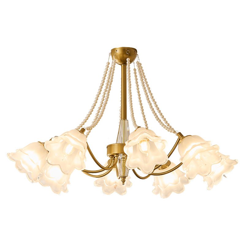 Allirila Traditional Elegance Vintage Bloom Pearls Glass Chandelier-Neutral Decor