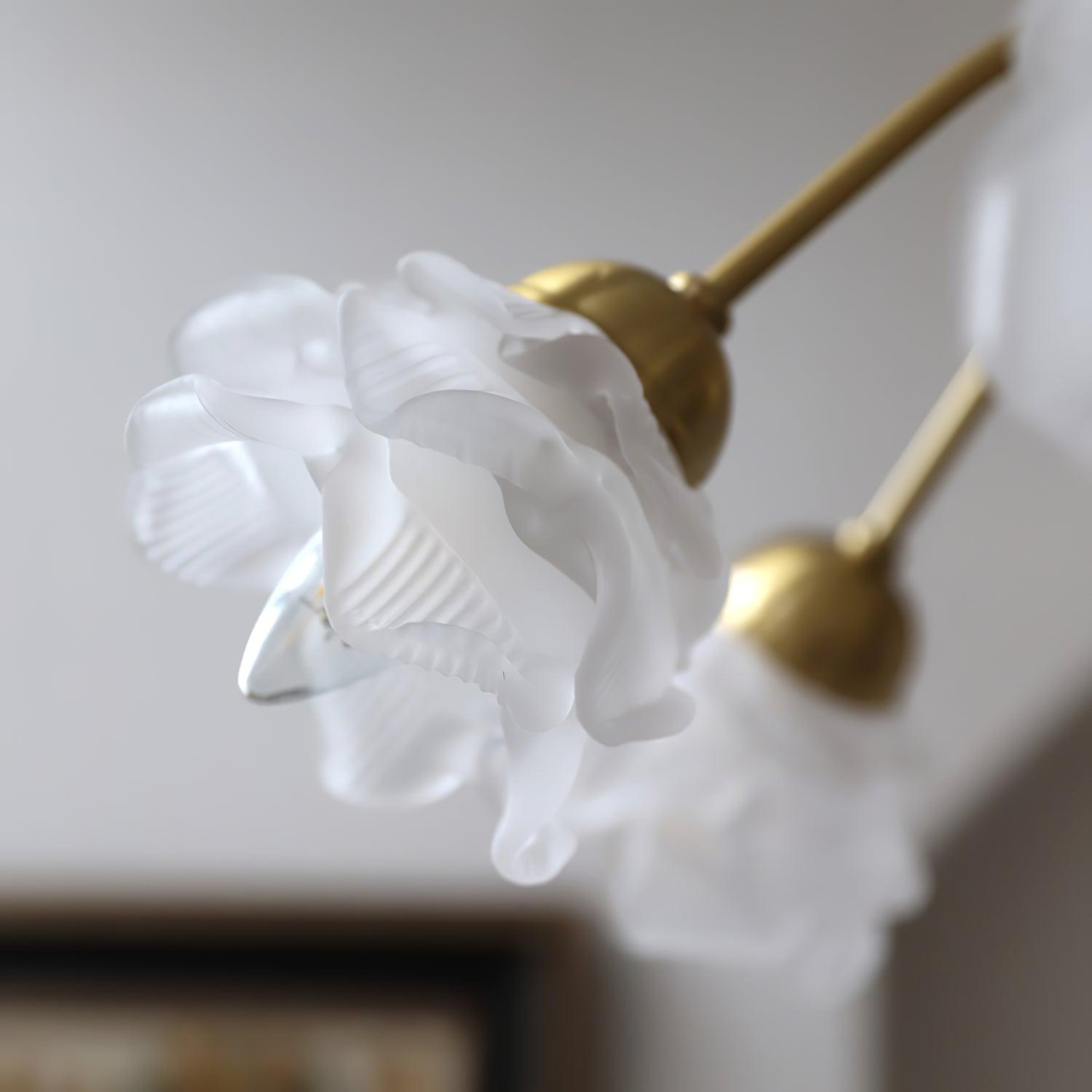 Brenis Chandelier Brass Glass Rose Floral-Neutral Decor