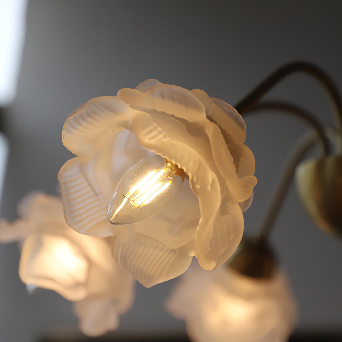 Brenis Chandelier Brass Glass Rose Floral-Neutral Decor
