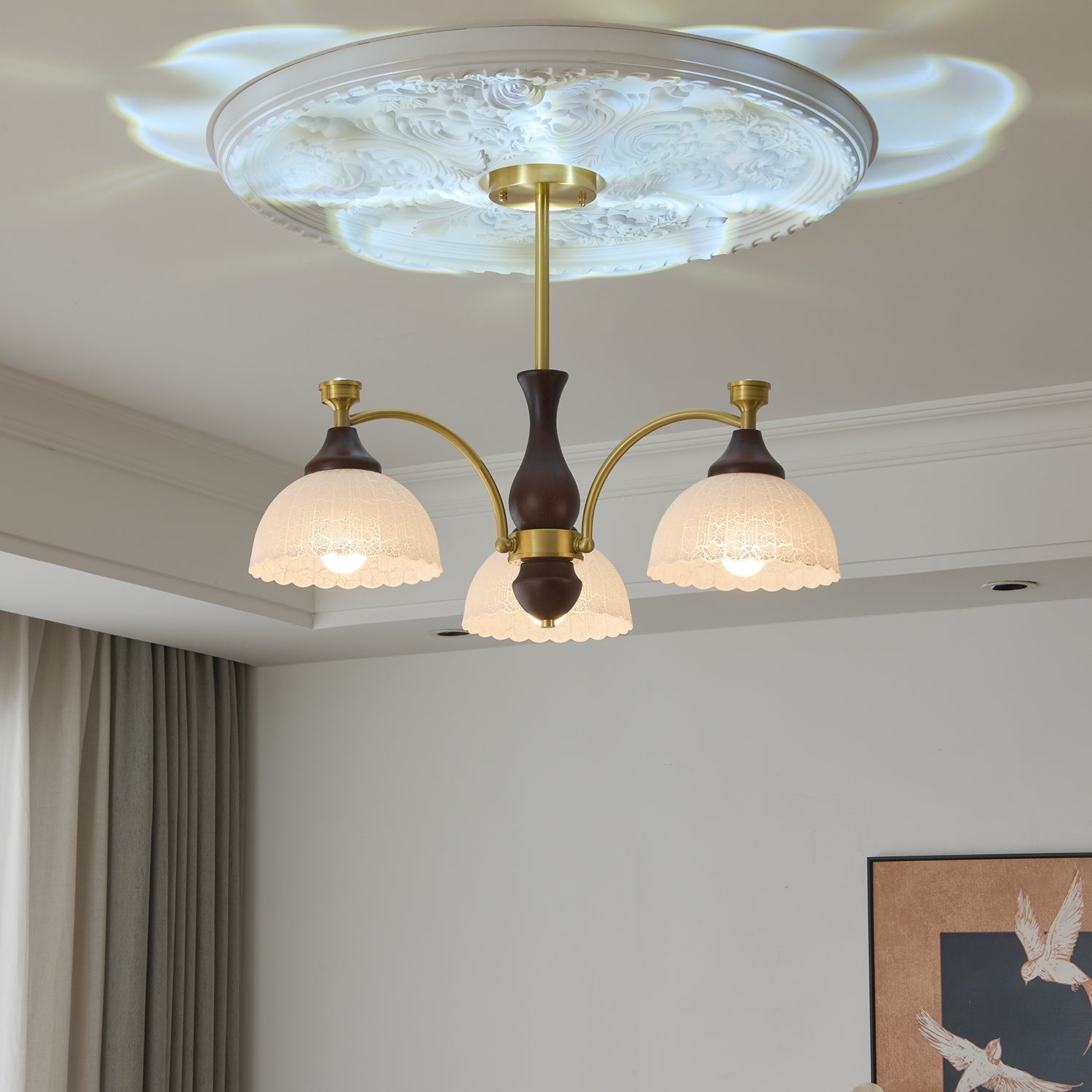 Avvynila Traditional Elegance Vintage Brass Wood Chandelier-Neutral Decor