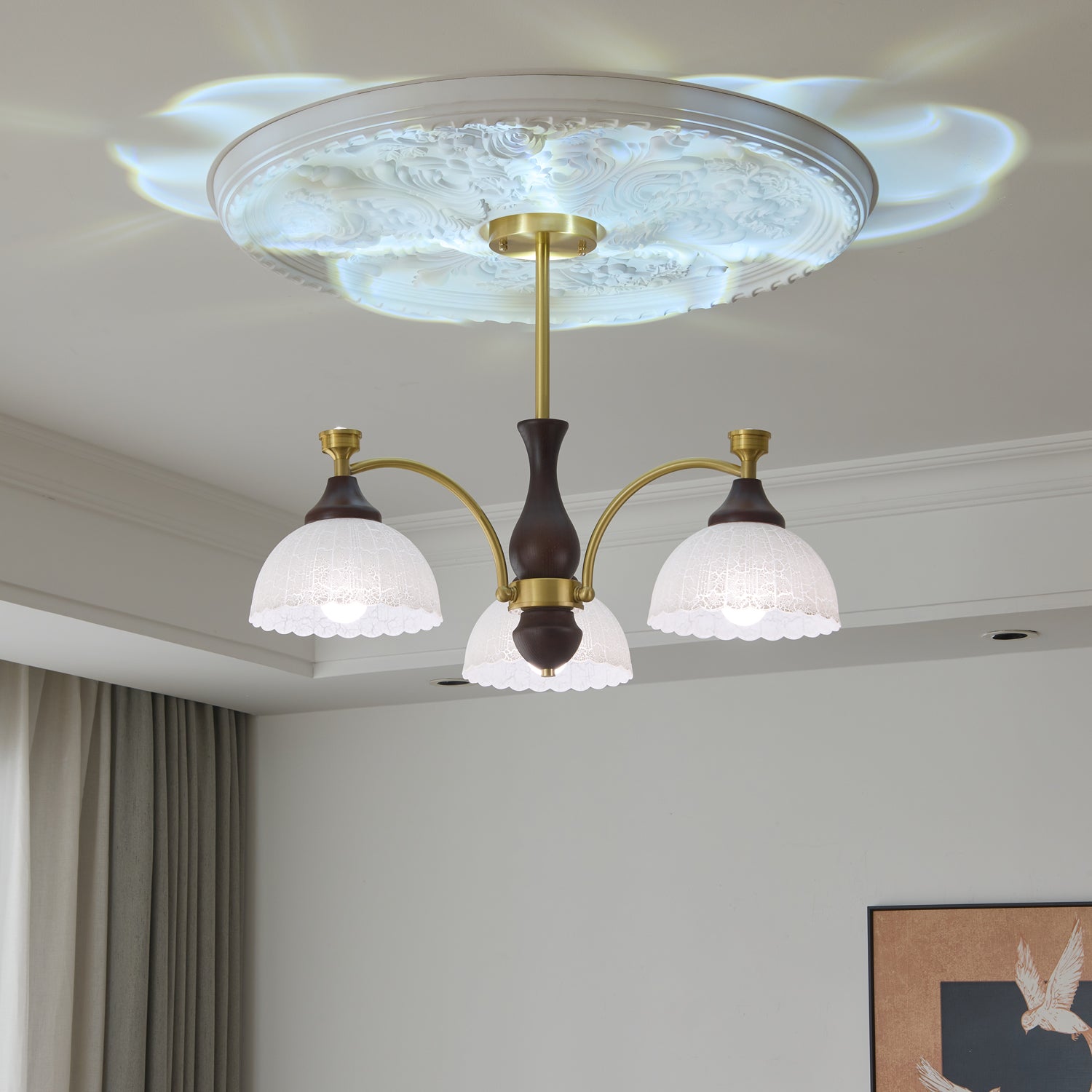 Avvynila Traditional Elegance Vintage Brass Wood Chandelier-Neutral Decor