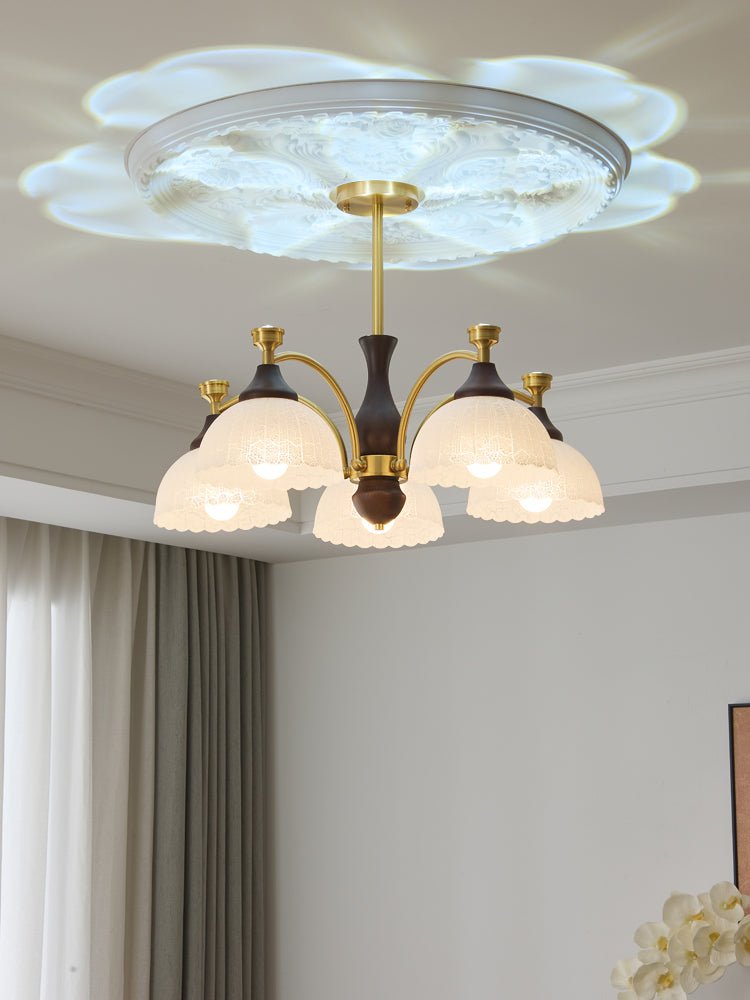 Avvynila Traditional Elegance Vintage Brass Wood Chandelier-Neutral Decor