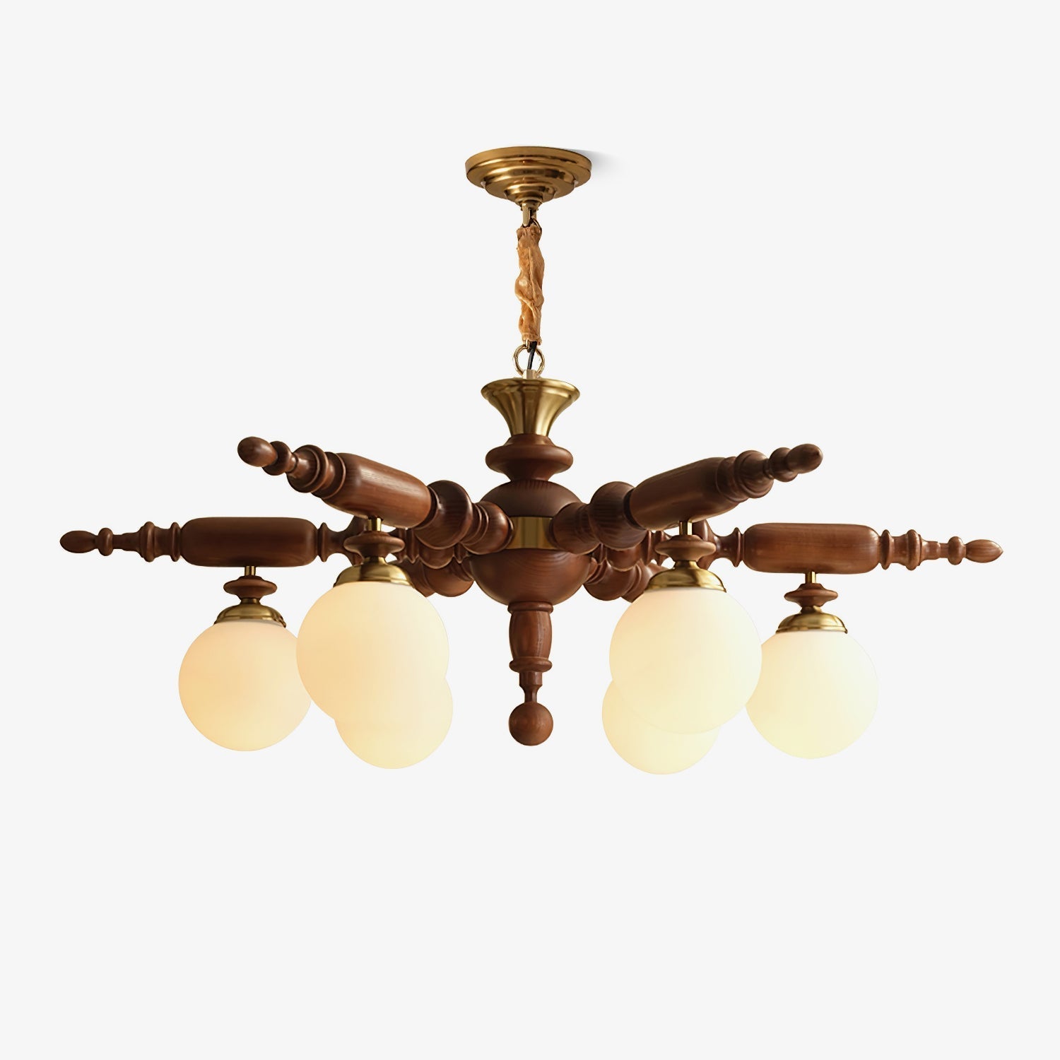 Olvenir Rustic Wood Glass Chandelier-Neutral Decor