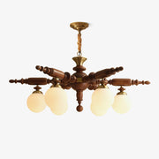 Olvenir Rustic Wood Glass Chandelier-Neutral Decor