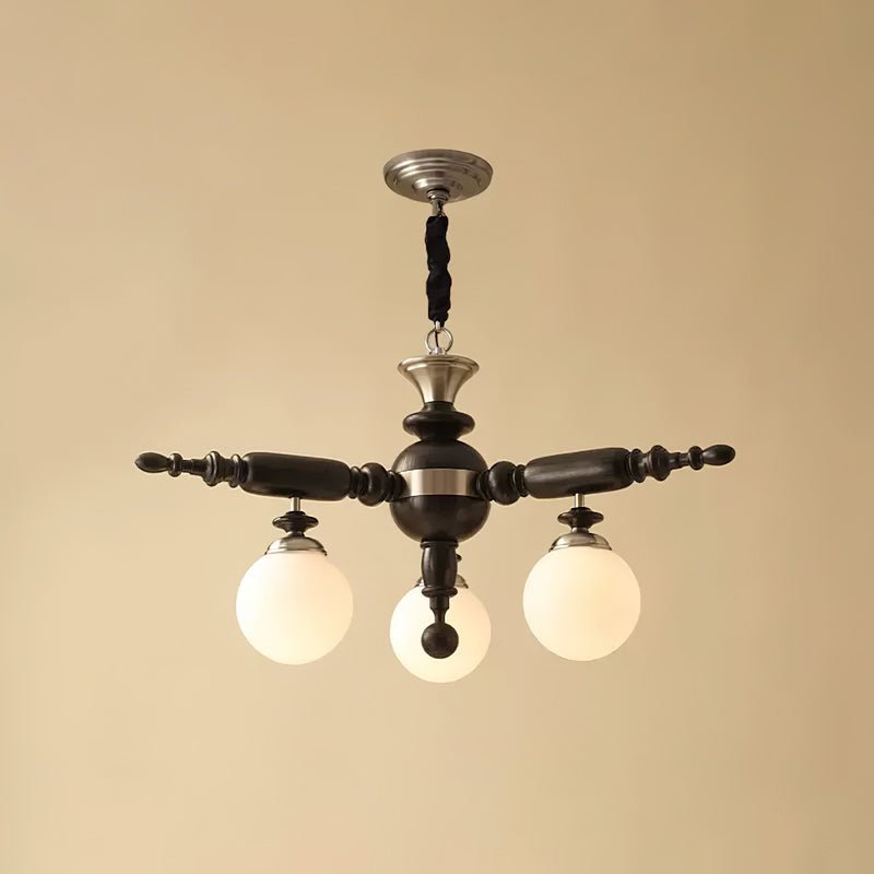 Olvenir Rustic Wood Glass Chandelier-Neutral Decor