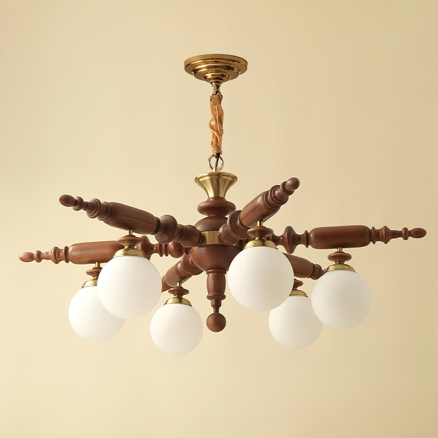 Olvenir Rustic Wood Glass Chandelier-Neutral Decor
