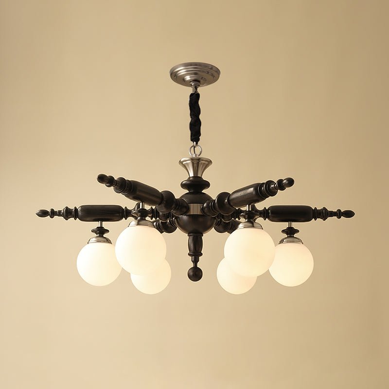 Olvenir Rustic Wood Glass Chandelier-Neutral Decor