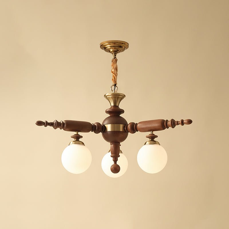Olvenir Rustic Wood Glass Chandelier-Neutral Decor