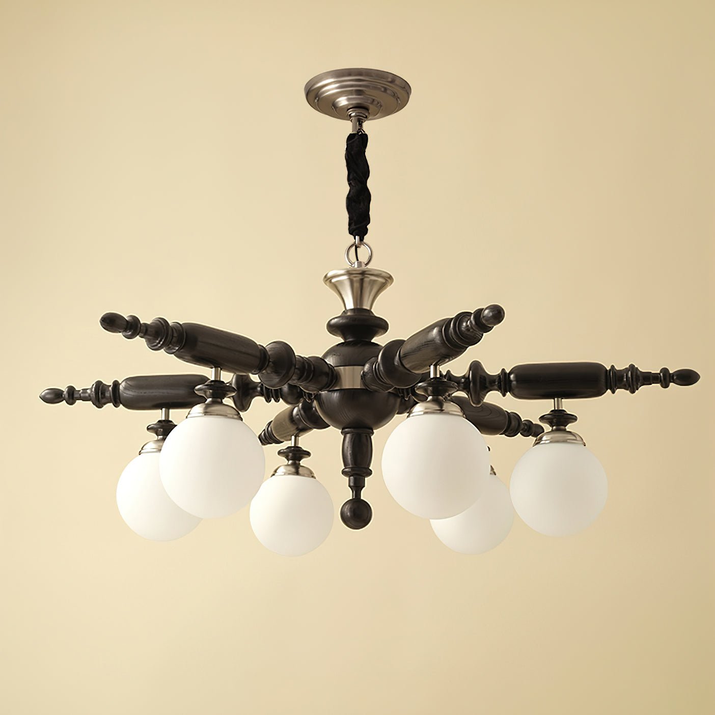 Olvenir Rustic Wood Glass Chandelier-Neutral Decor