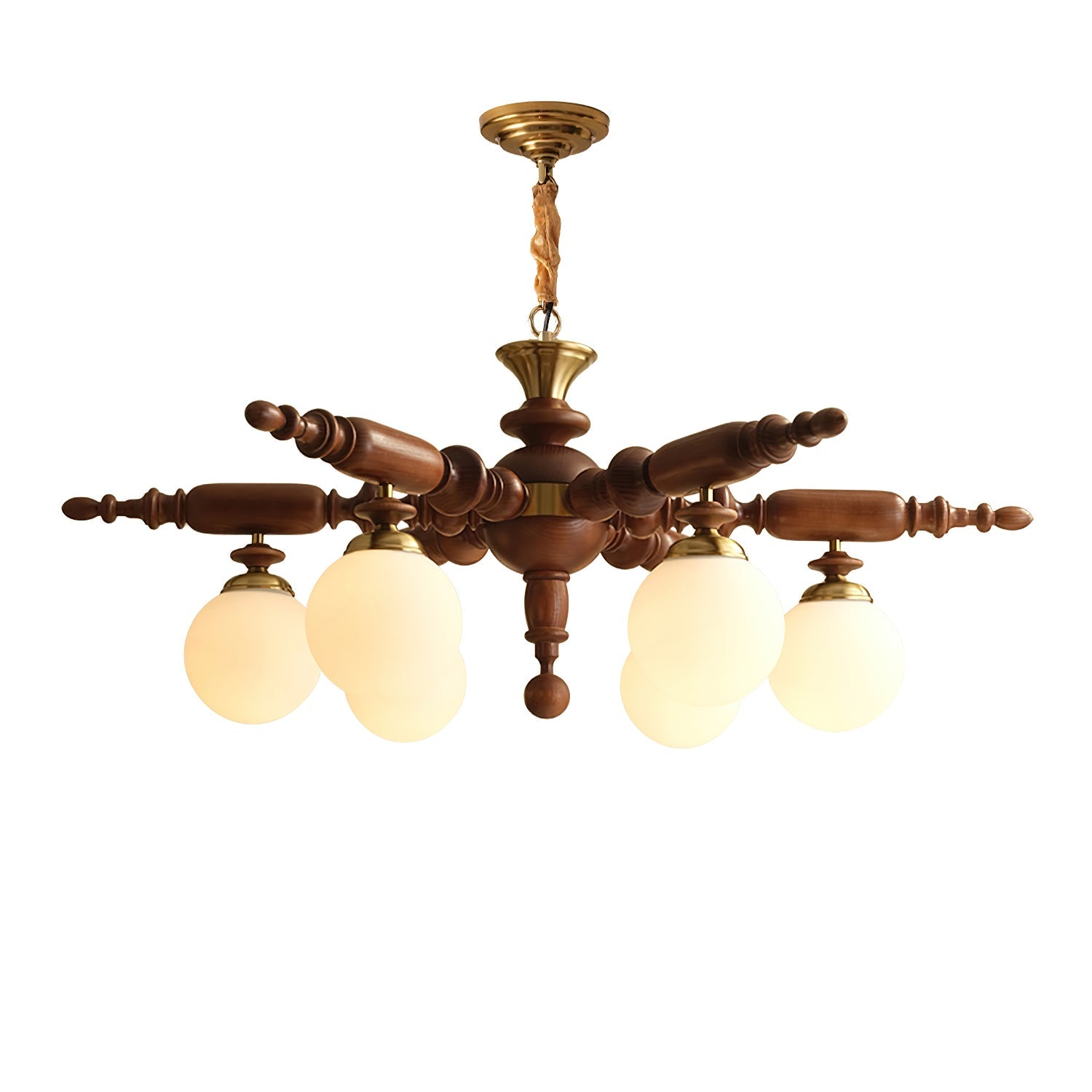 Olvenir Rustic Wood Glass Chandelier-Neutral Decor