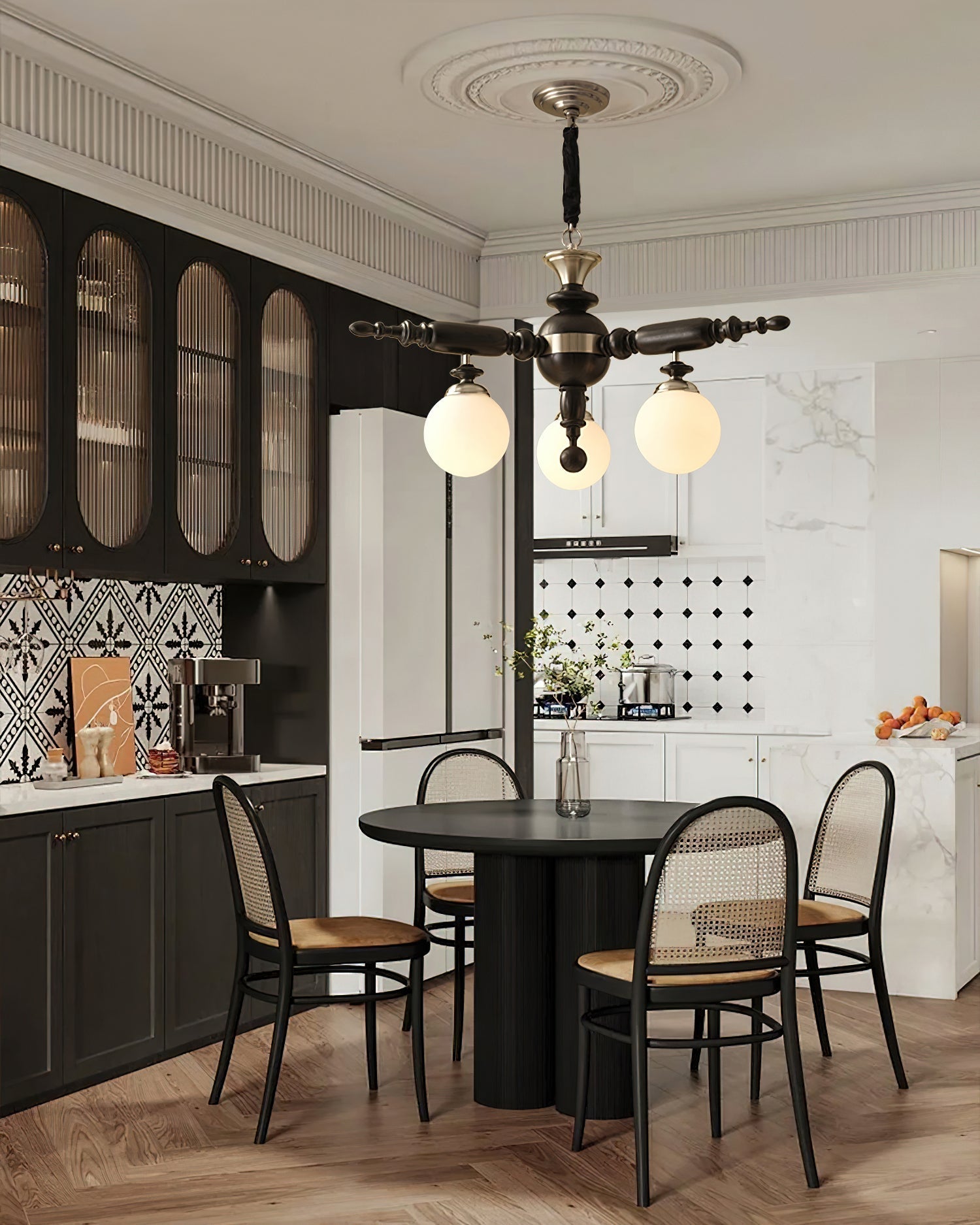Olvenir Rustic Wood Glass Chandelier-Neutral Decor