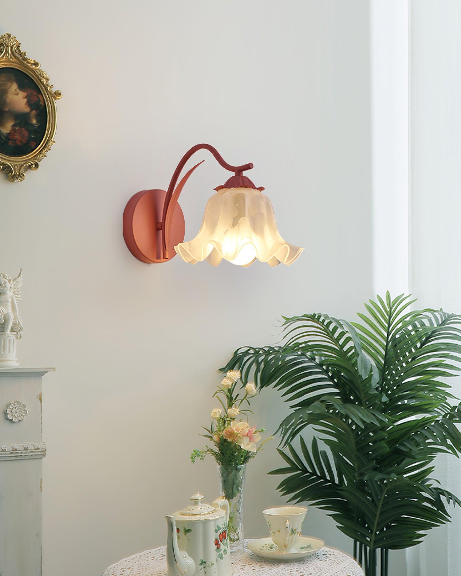 Lily Wall Lamp Botanical Whimsy Green Stem-Neutral Decor