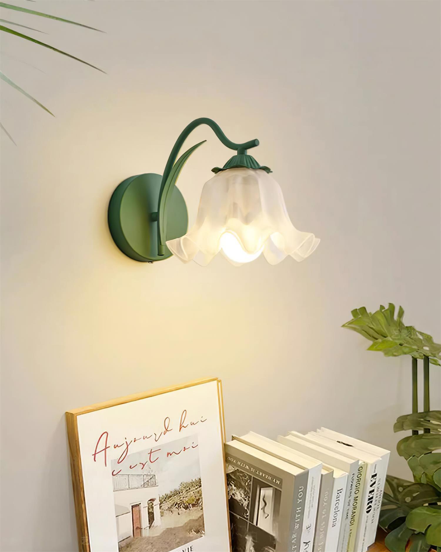 Lily Wall Lamp Botanical Whimsy Green Stem-Neutral Decor