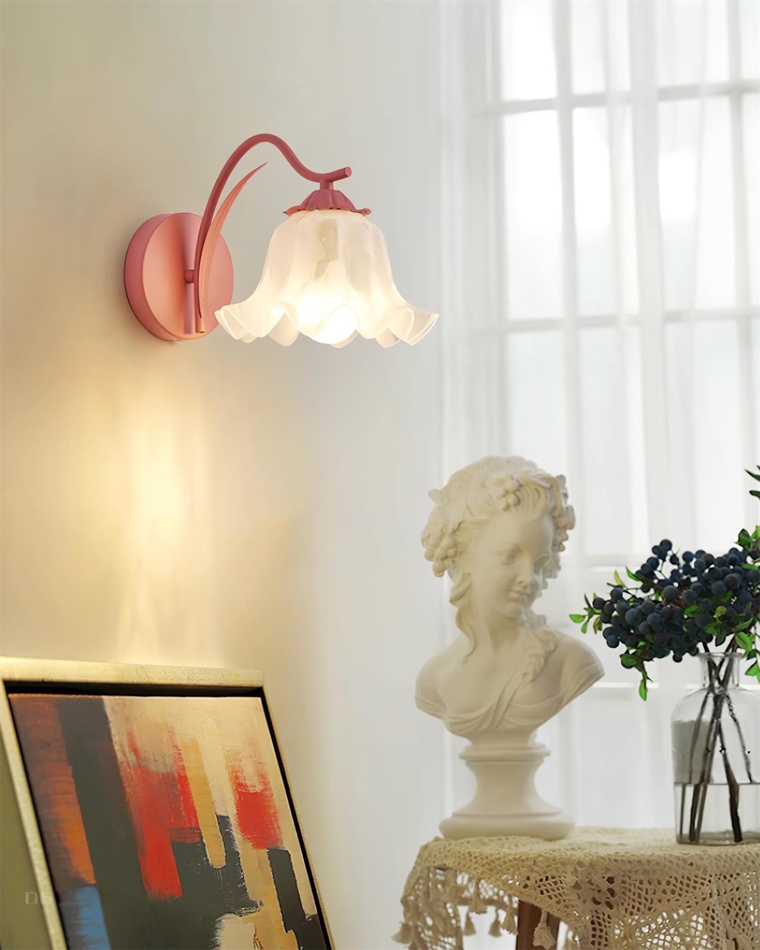 Lily Wall Lamp Botanical Whimsy Green Stem-Neutral Decor