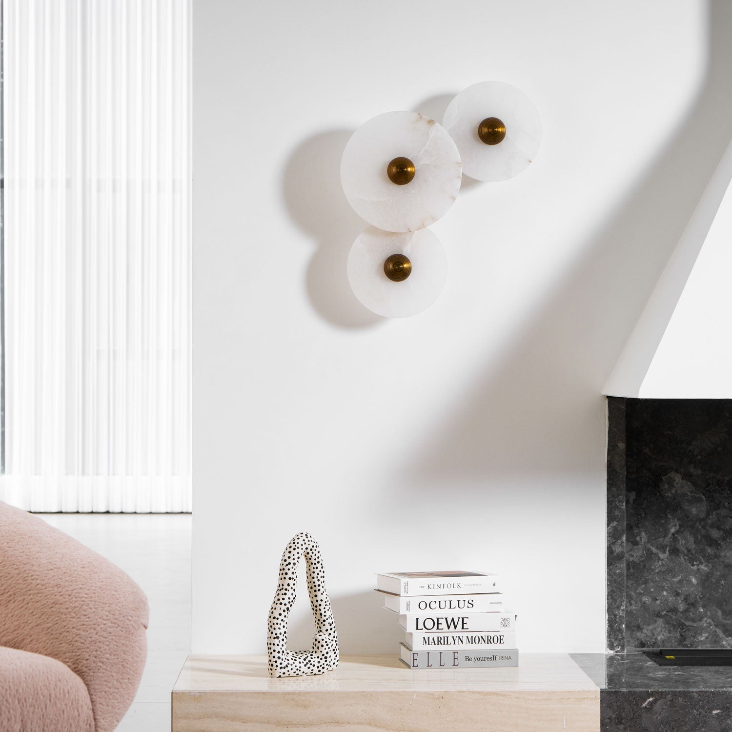 Selene Minimalist Alabaster Ceiling Light-Neutral Decor