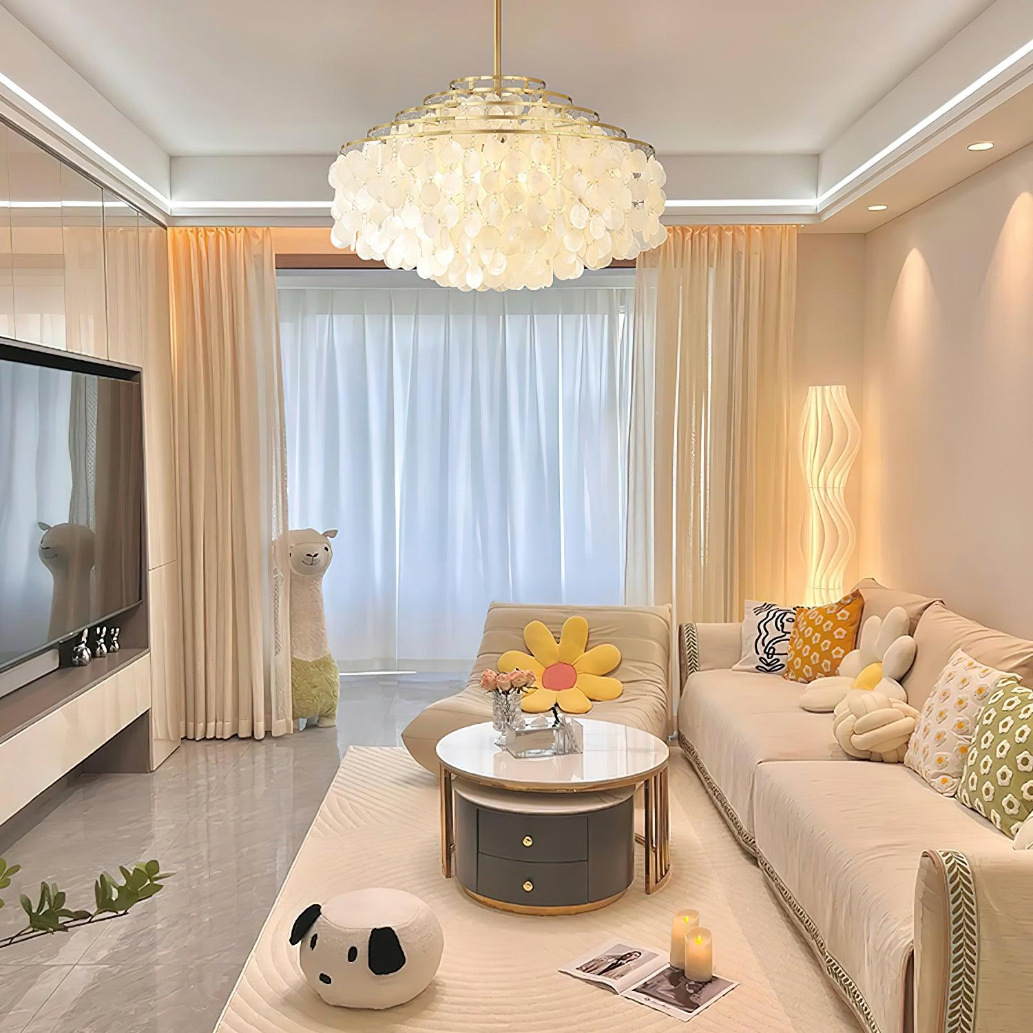 Vana Pendant Lamp Round Shell Chrome Metal-Neutral Decor