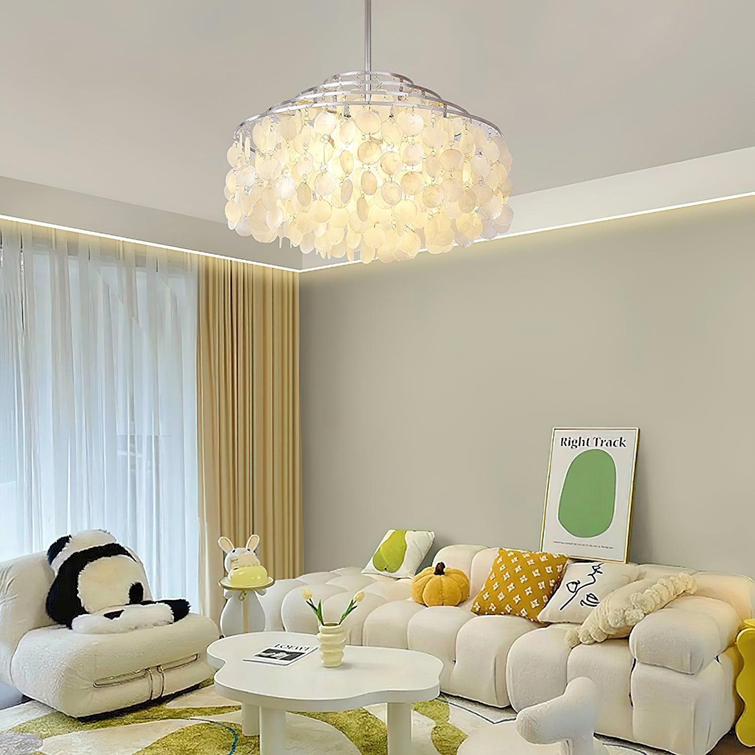 Vana Pendant Lamp Round Shell Chrome Metal-Neutral Decor