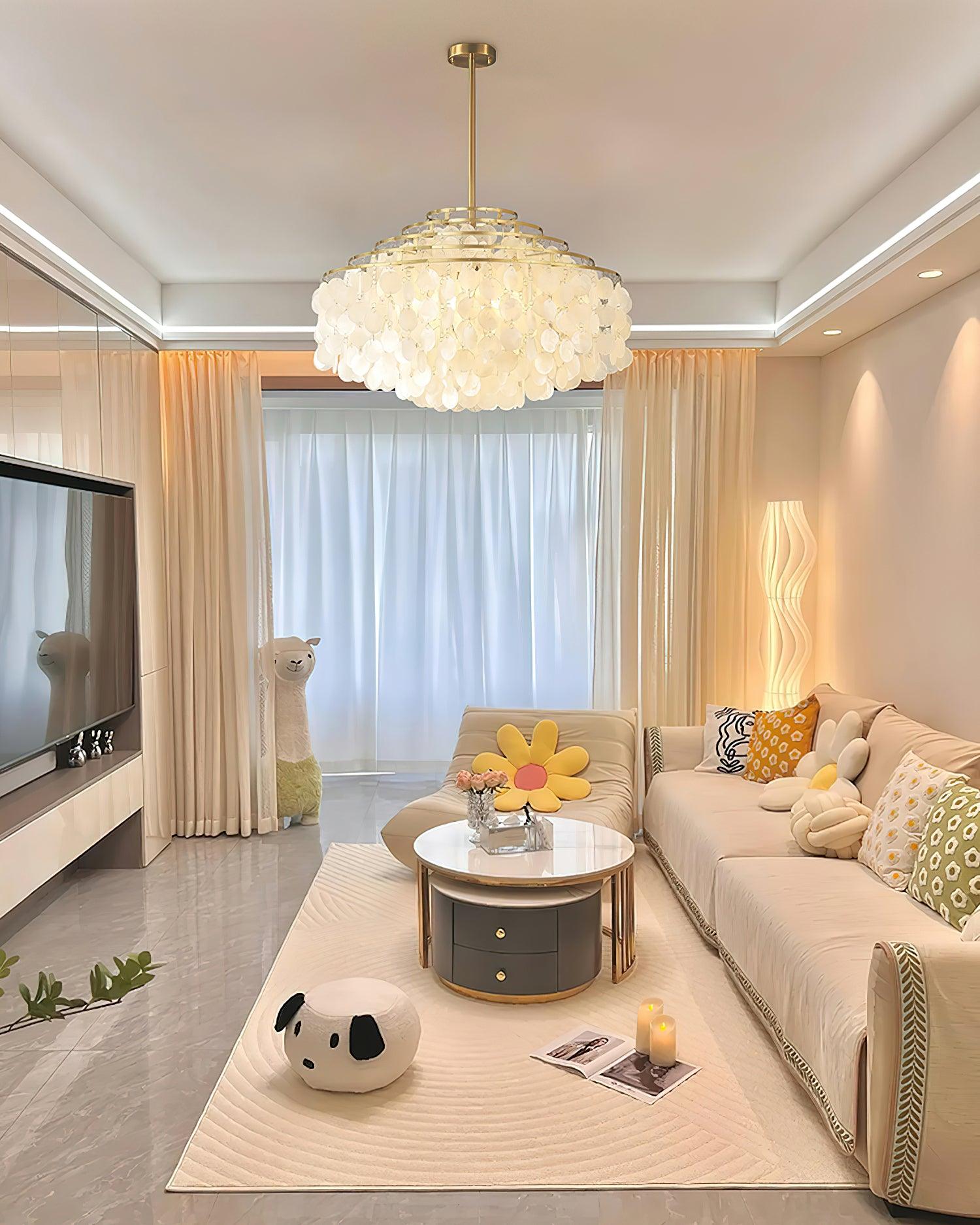 Vana Pendant Lamp Round Shell Chrome Metal-Neutral Decor