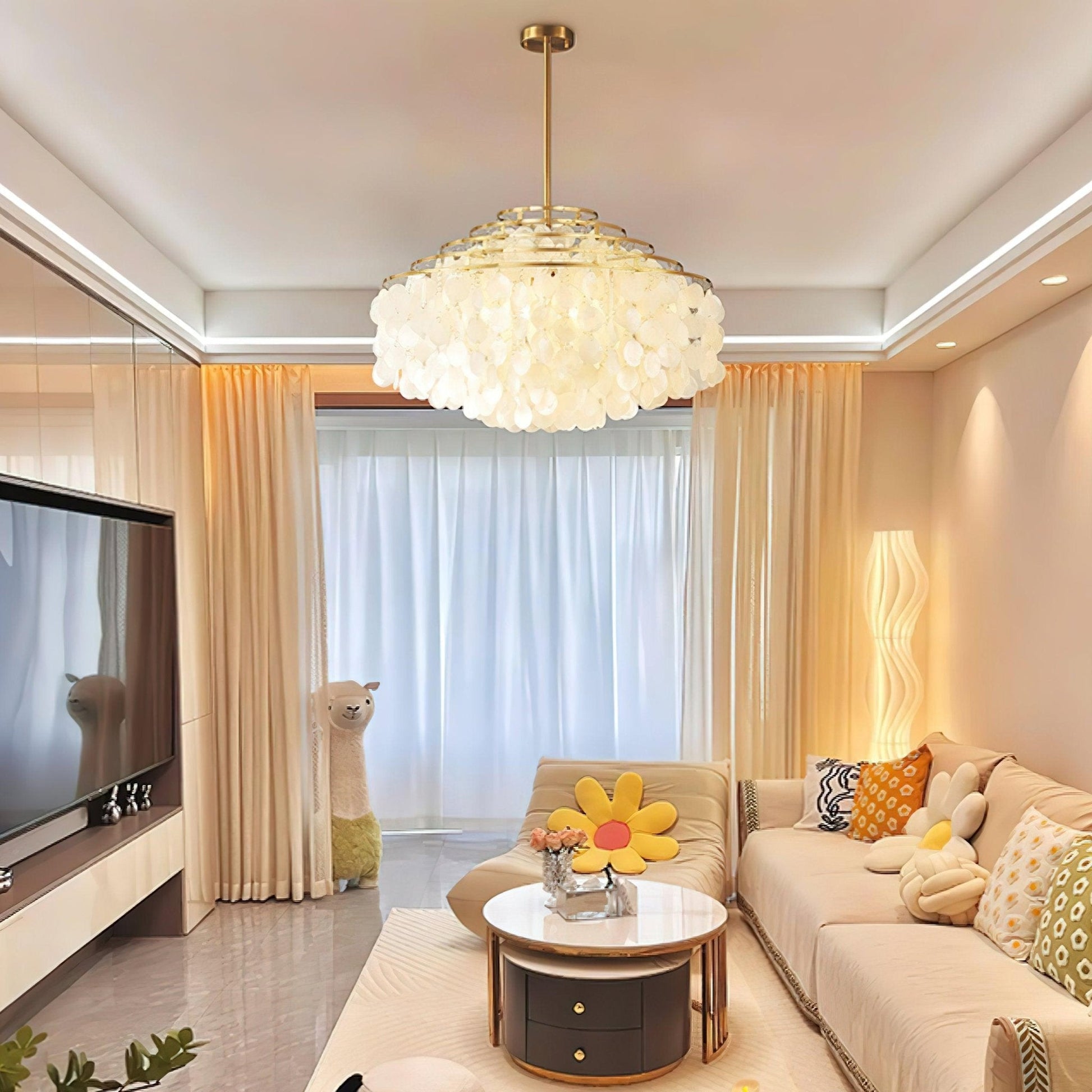 Vana Pendant Lamp Round Shell Chrome Metal-Neutral Decor