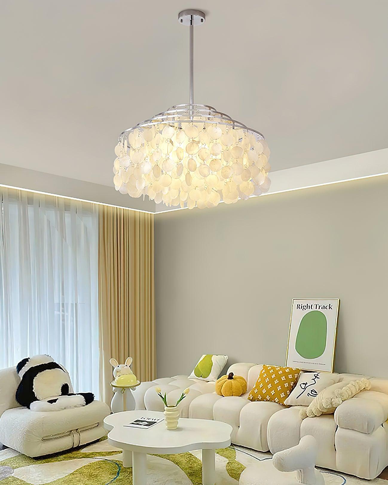 Vana Pendant Lamp Round Shell Chrome Metal-Neutral Decor