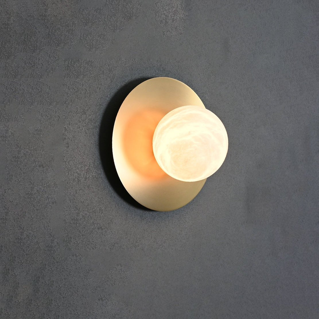 Round Alabaster Orb Sconce-Neutral Decor