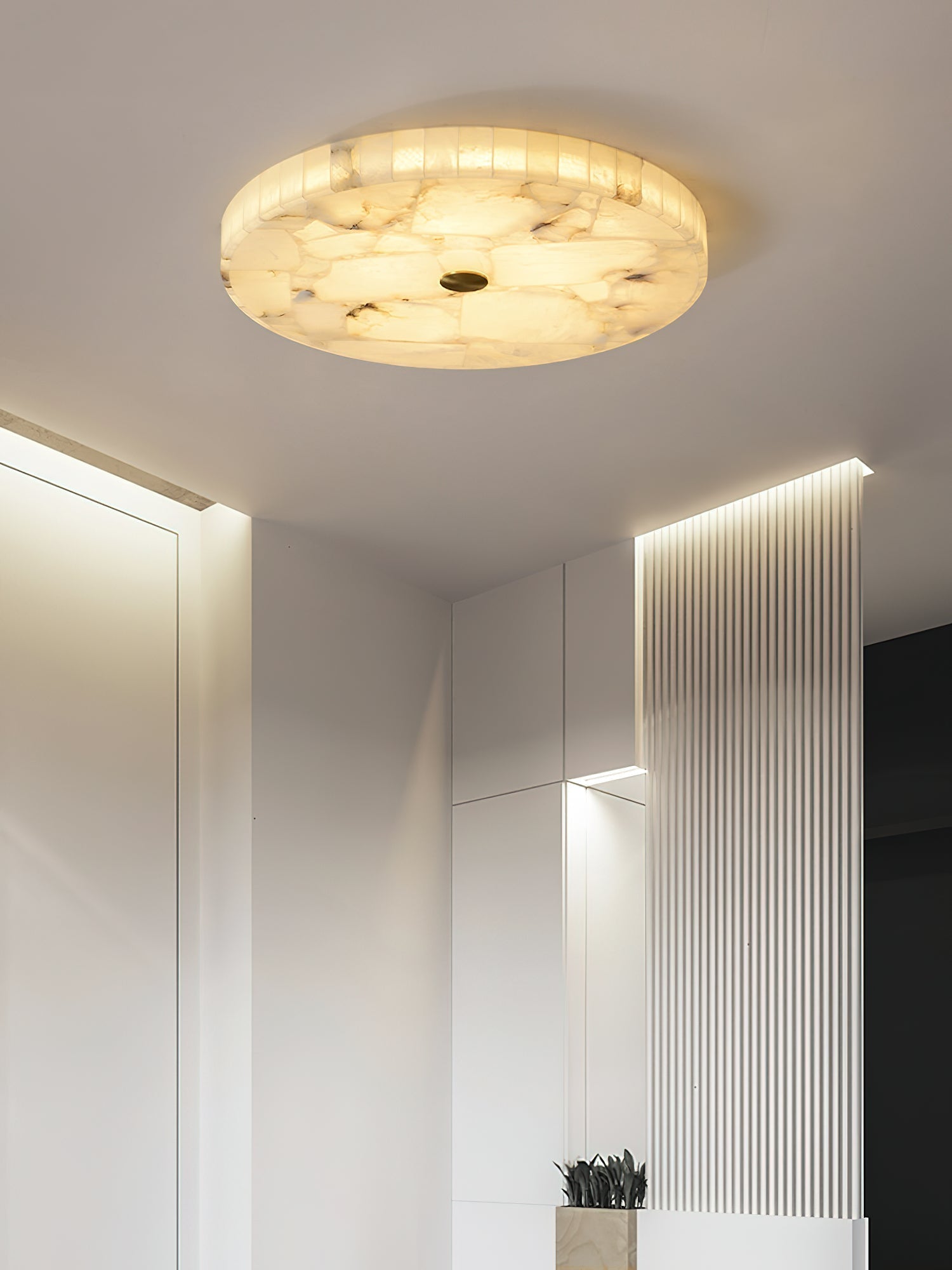 Vosilis Round Alabaster Ceiling Lamp-Neutral Decor
