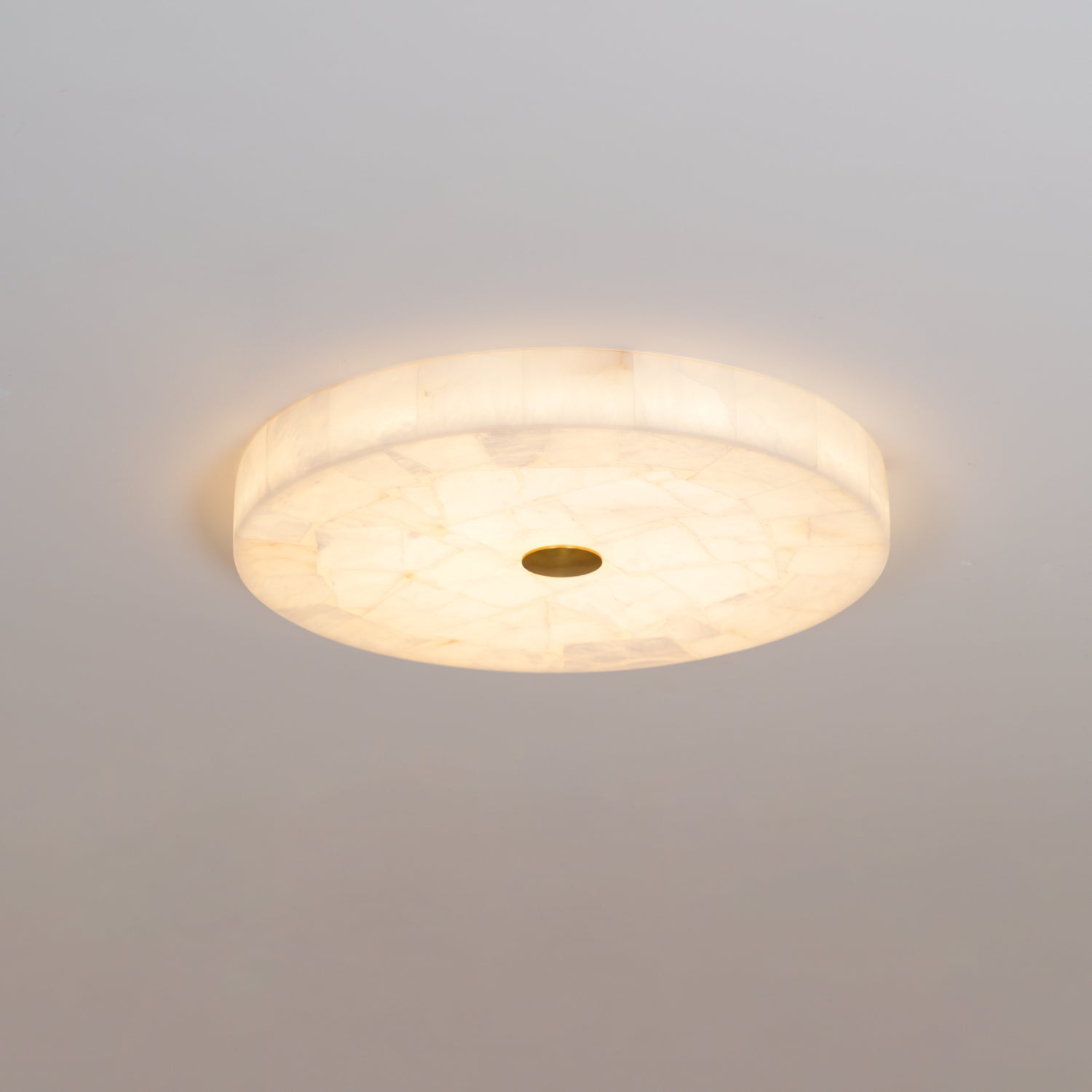 Ciphayra Minimalist Alabaster Round Flushmount-Neutral Decor