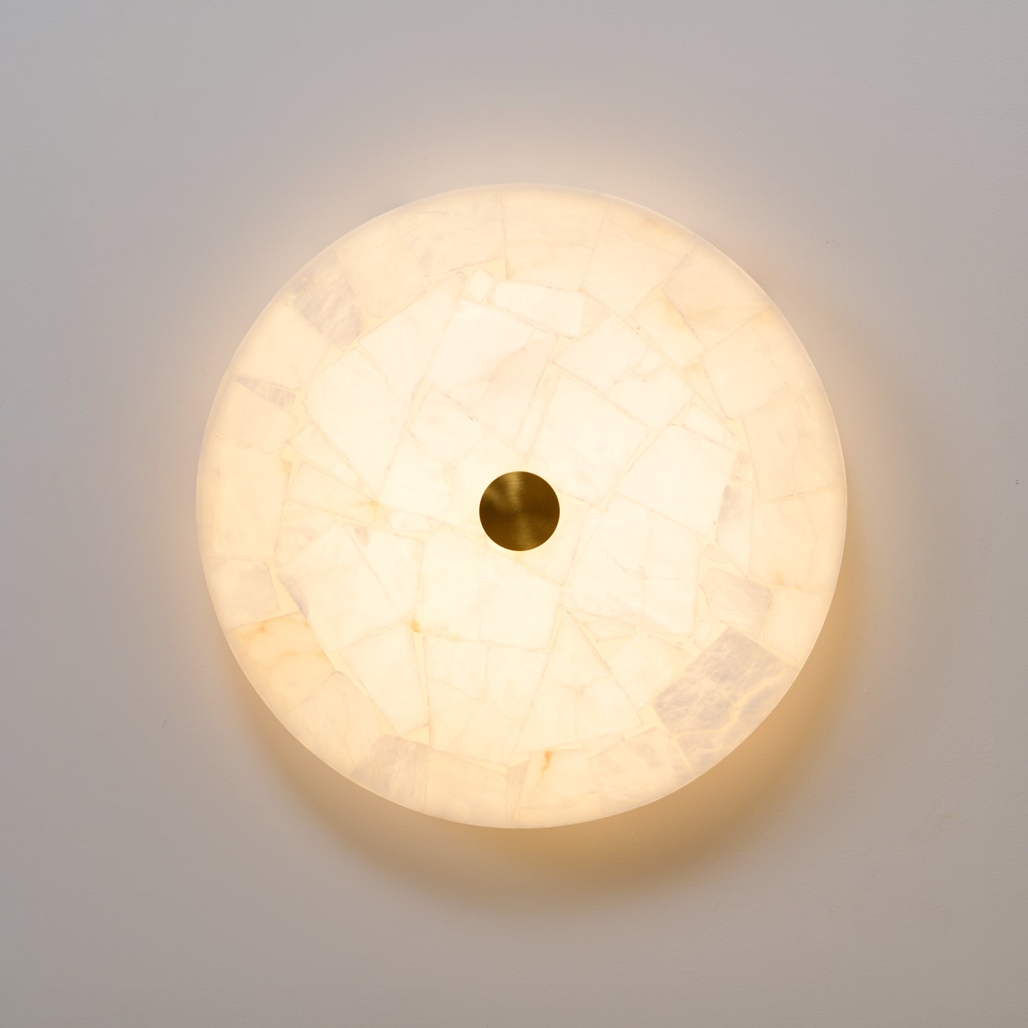 Ciphayra Minimalist Alabaster Round Flushmount-Neutral Decor