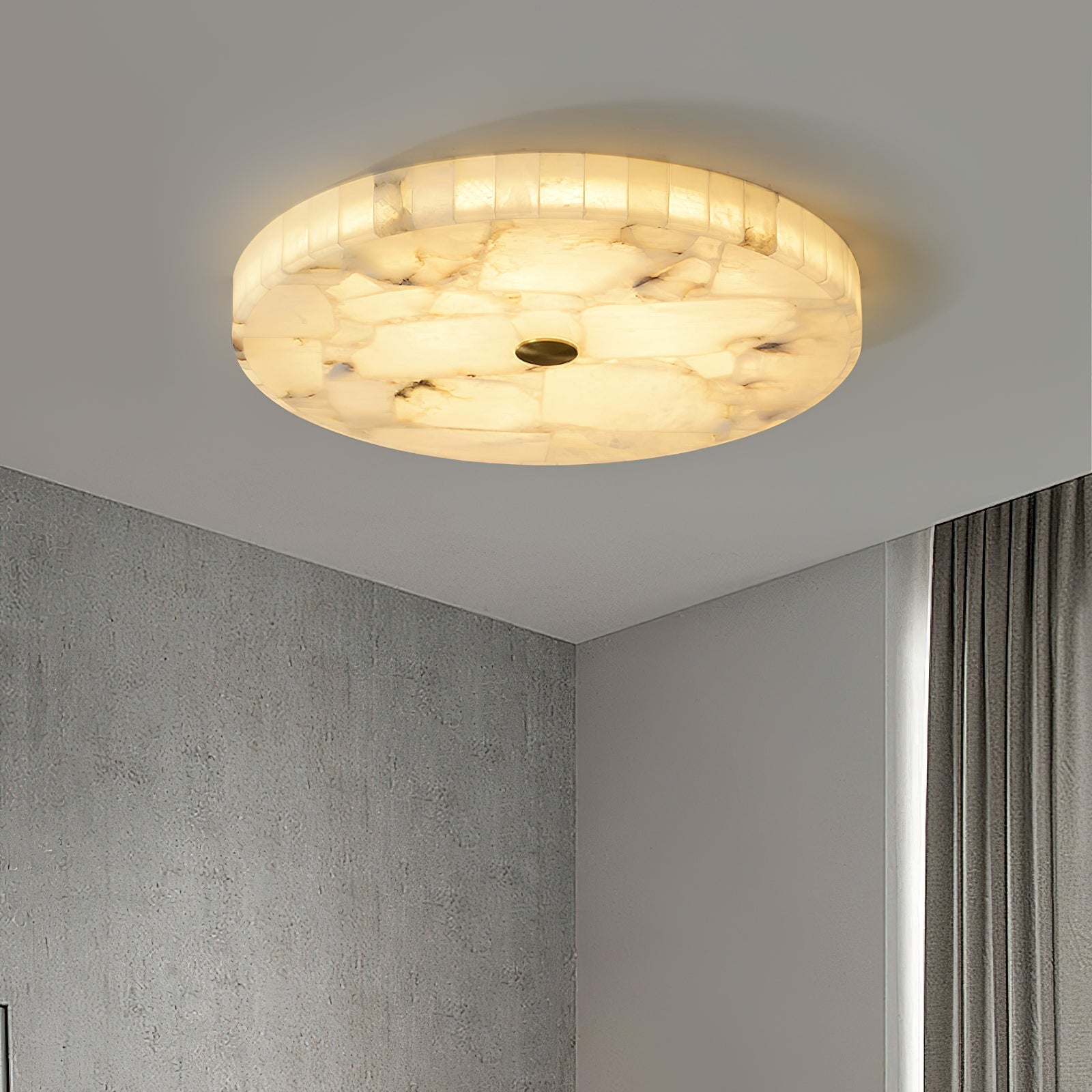 Vosilis Round Alabaster Ceiling Lamp-Neutral Decor