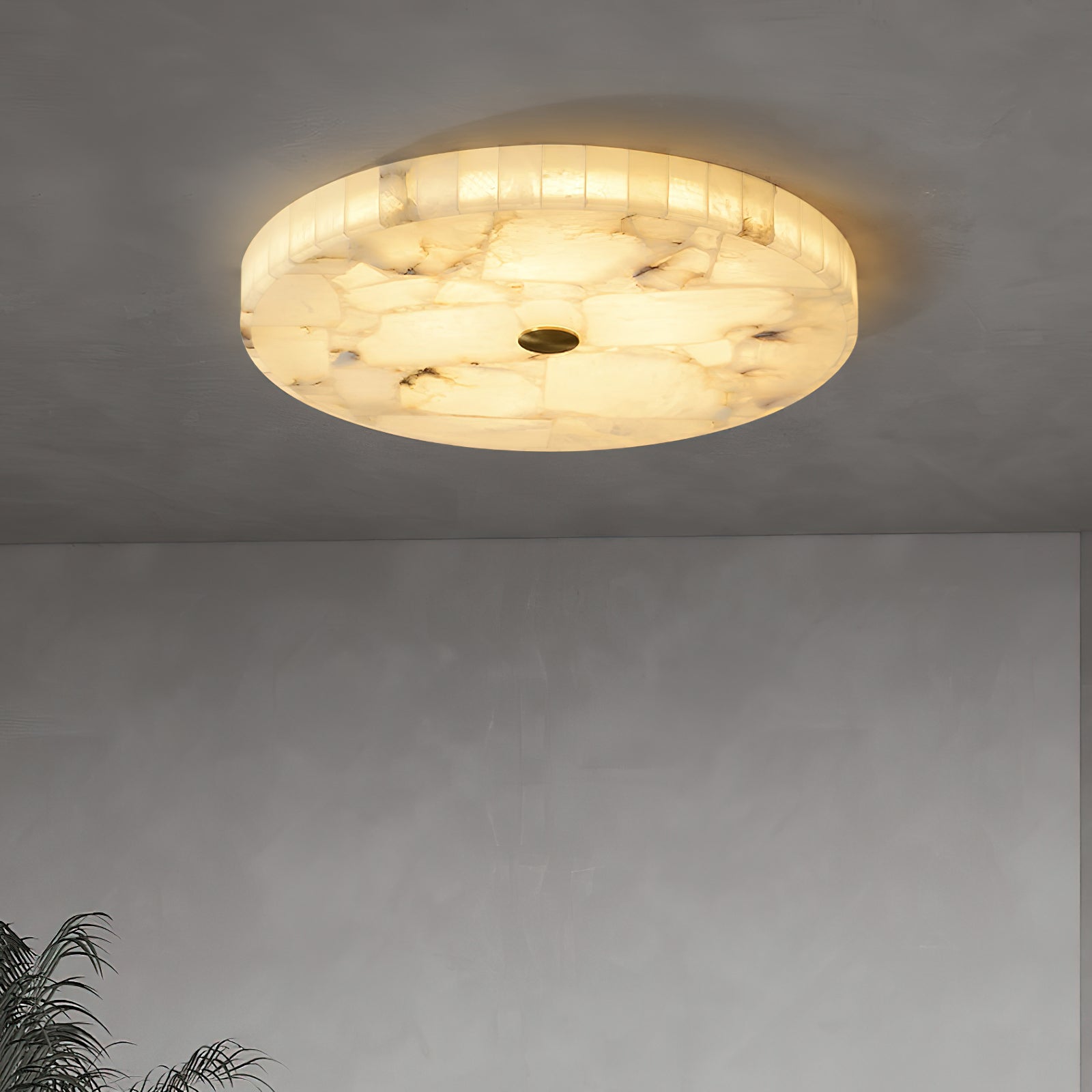 Vosilis Round Alabaster Ceiling Lamp-Neutral Decor
