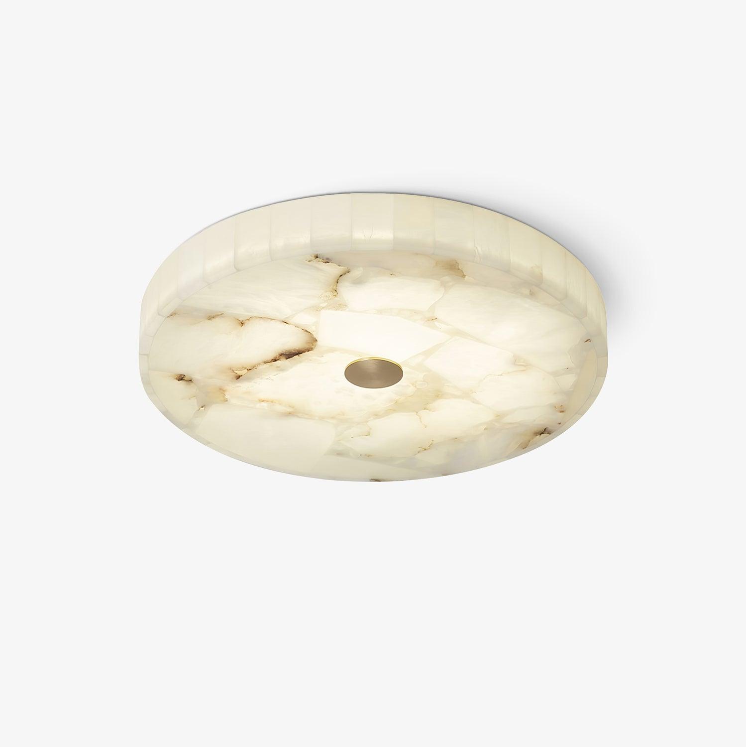 Ciphayra Minimalist Alabaster Round Flushmount-Neutral Decor