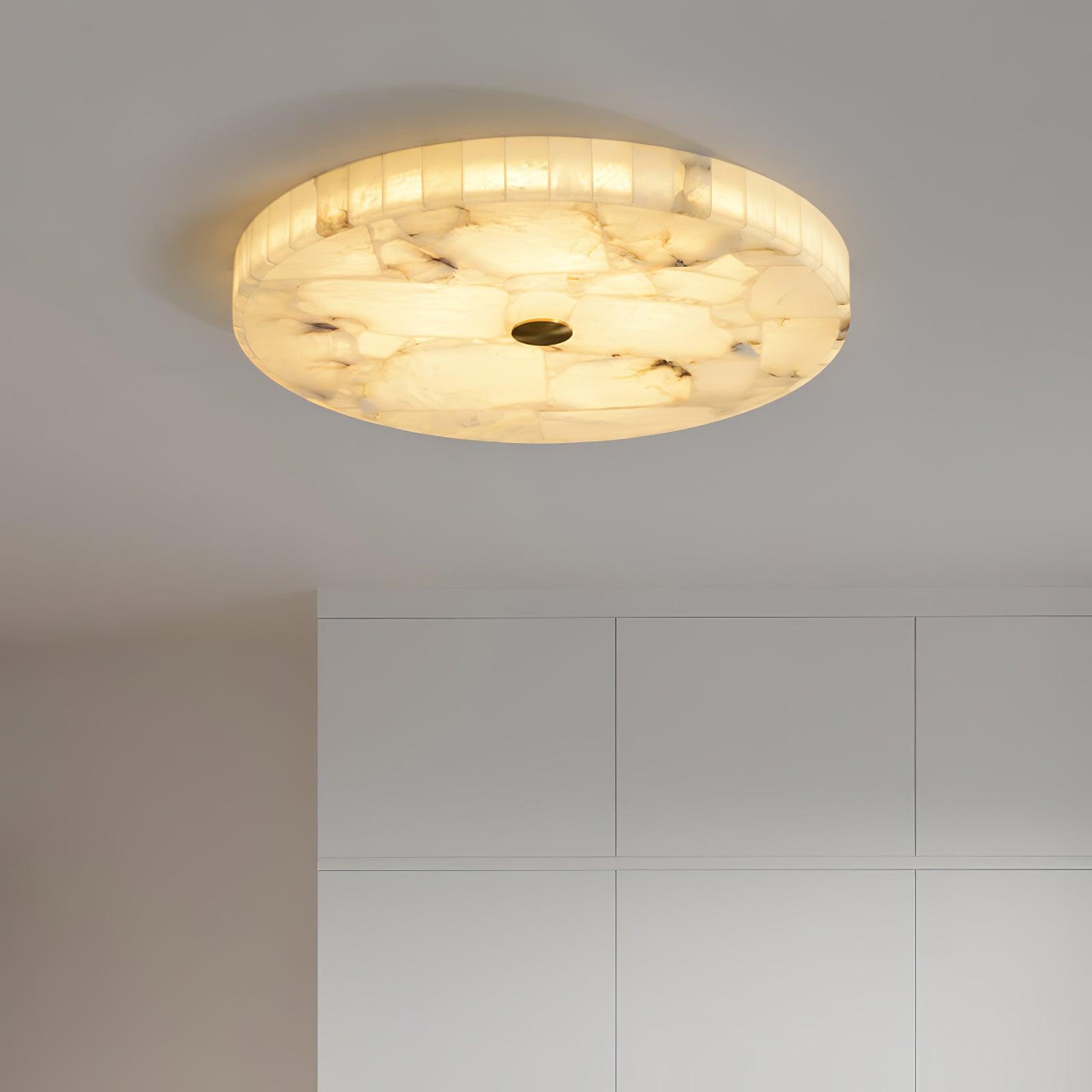 Ciphayra Minimalist Alabaster Round Flushmount-Neutral Decor