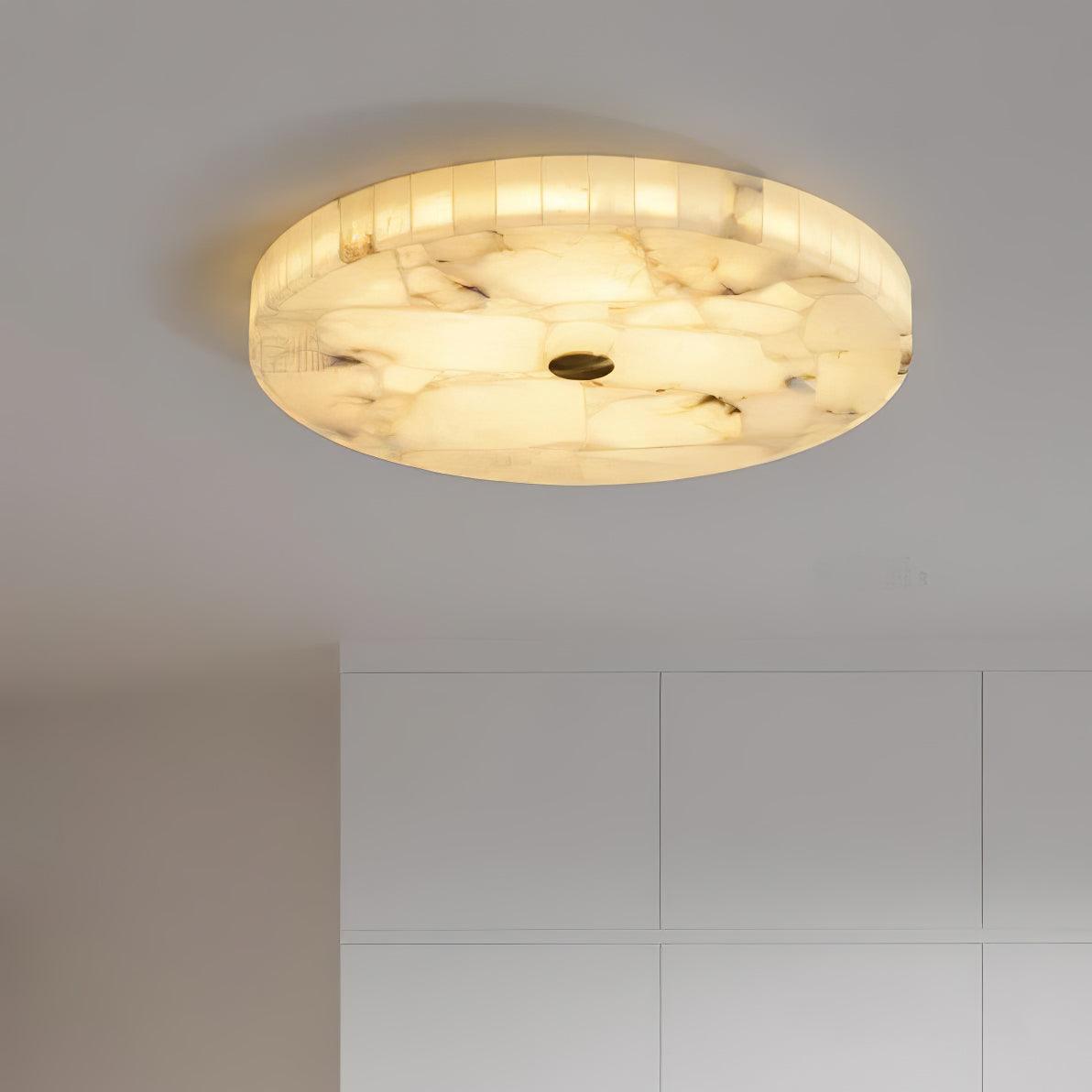 Ciphayra Minimalist Alabaster Round Flushmount-Neutral Decor