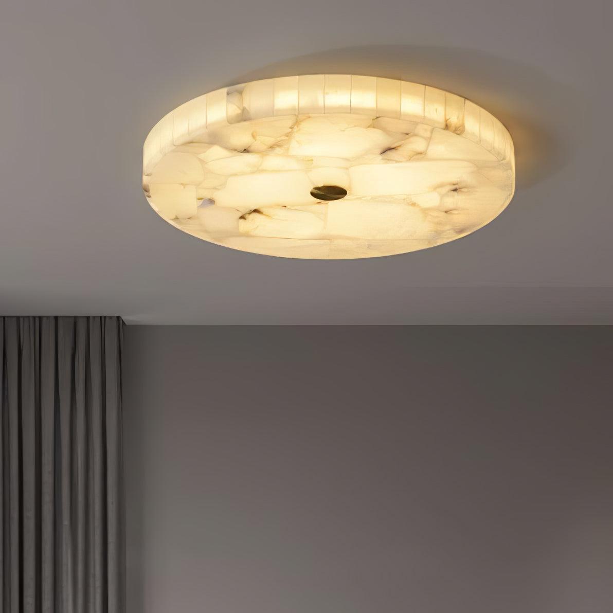 Ciphayra Minimalist Alabaster Round Flushmount-Neutral Decor
